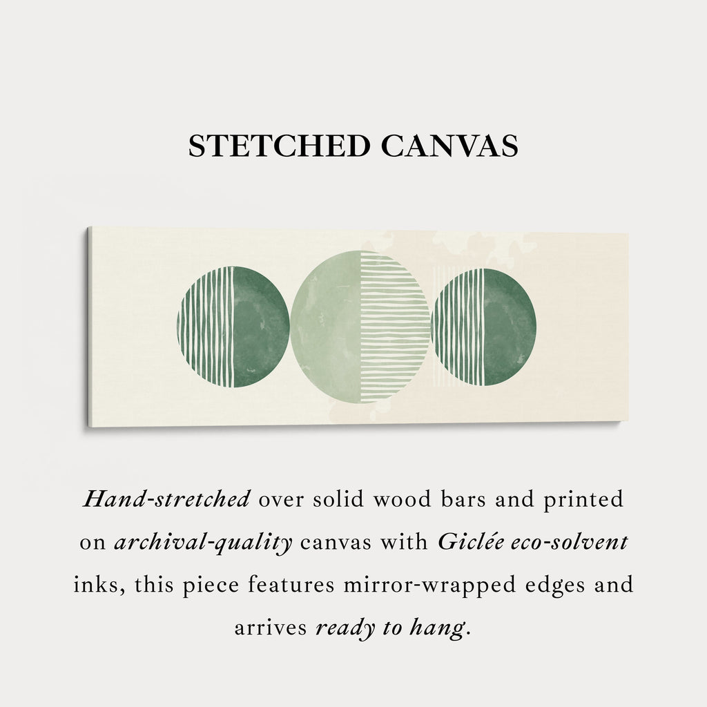 Wide Wall Art Layered Green Circles With Vertical Lines For Modern Homes