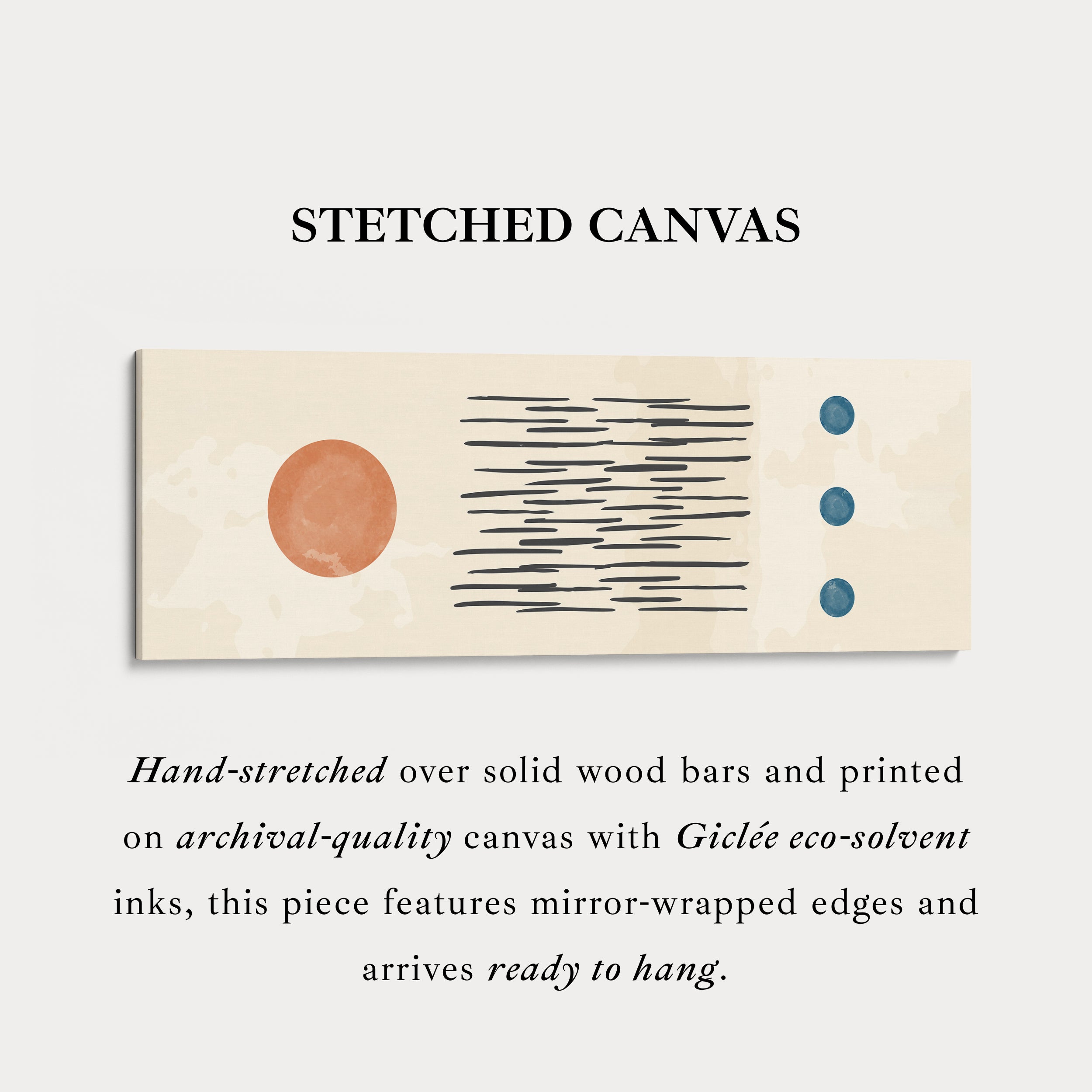 Wide Wall Art Orange And Blue Elements With Graphic Linework For Living Room