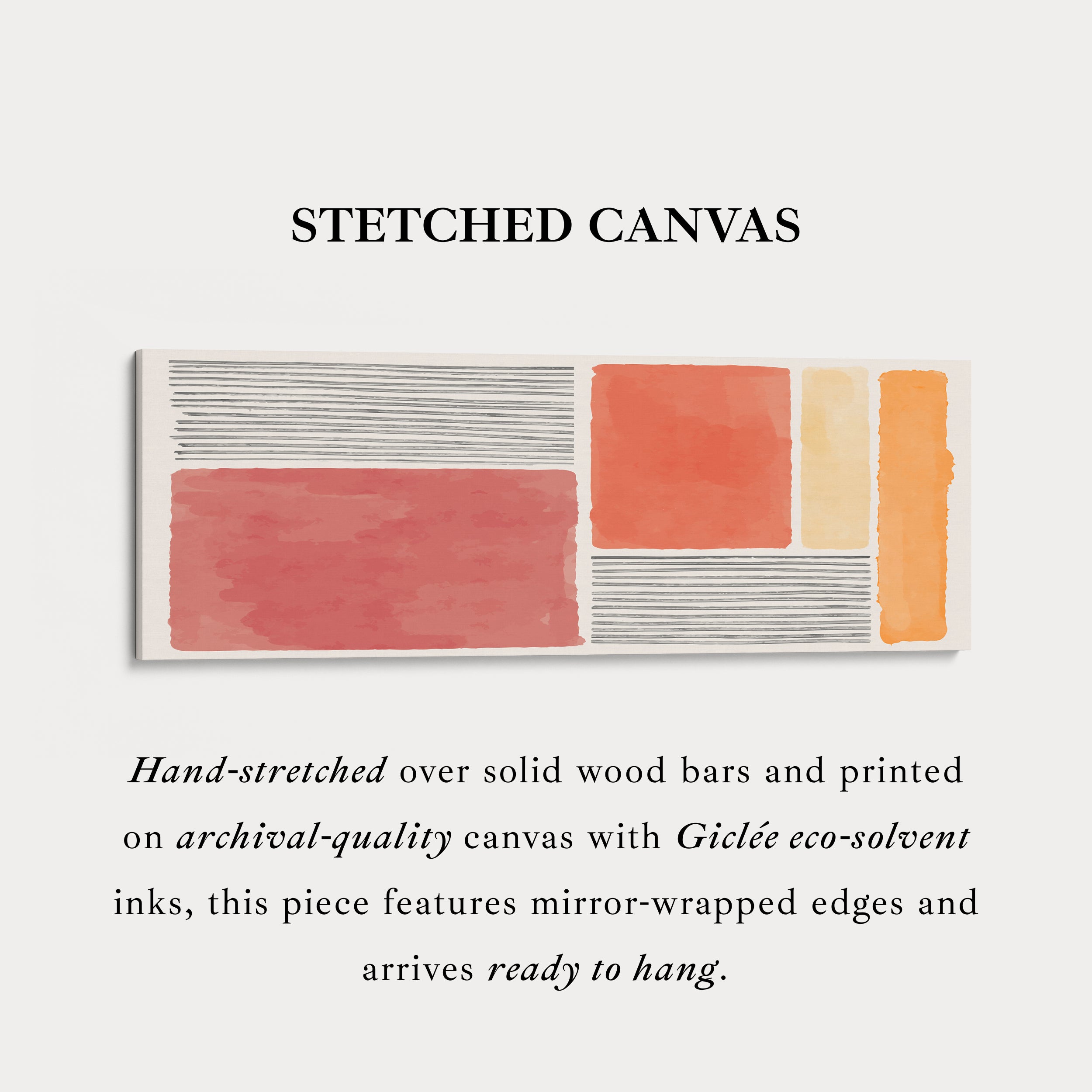 Panoramic Wall Art Warm Terracotta And Orange Blocks With Grey Lines