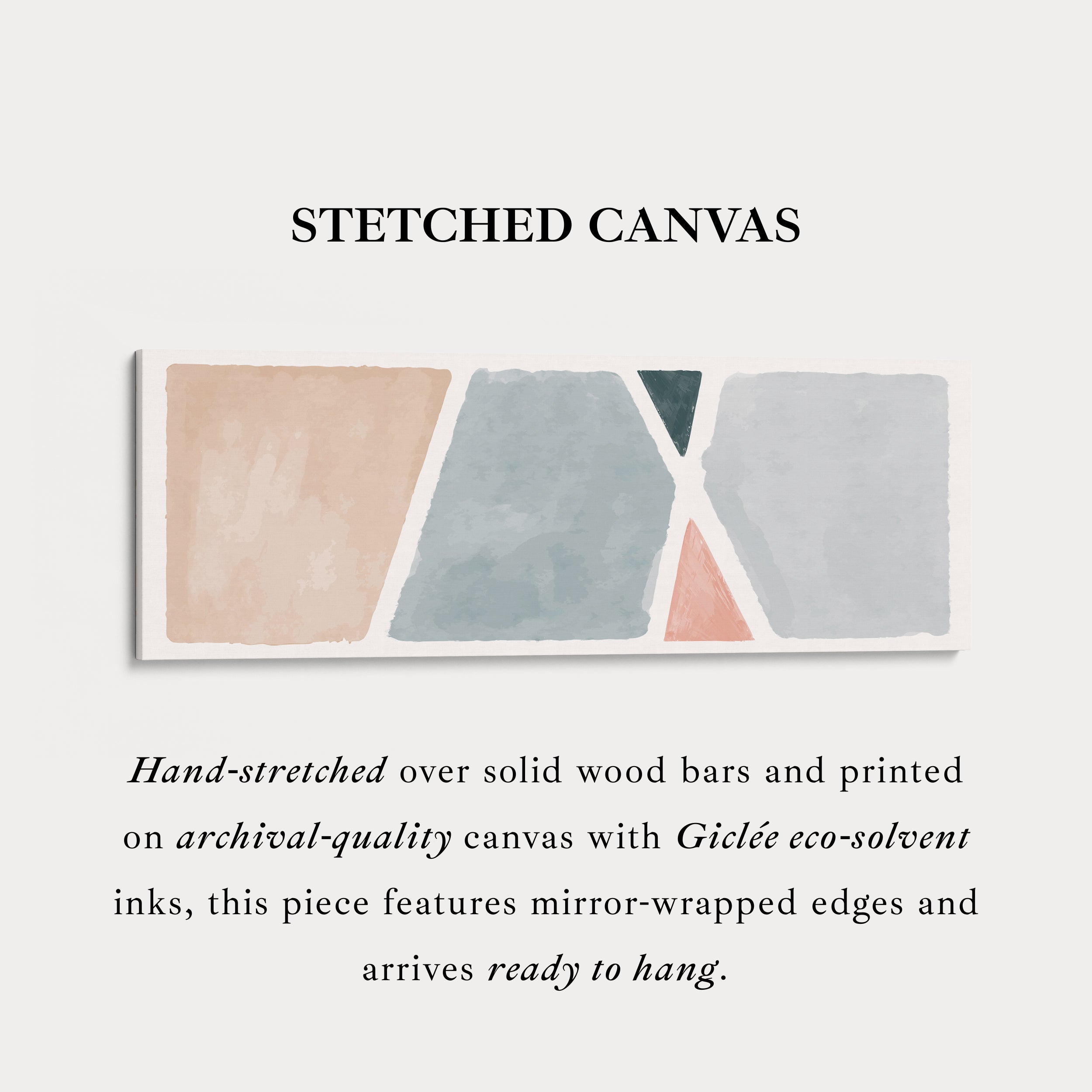 Horizontal Wall Art Geometric Shapes In Beige Grey And Pink