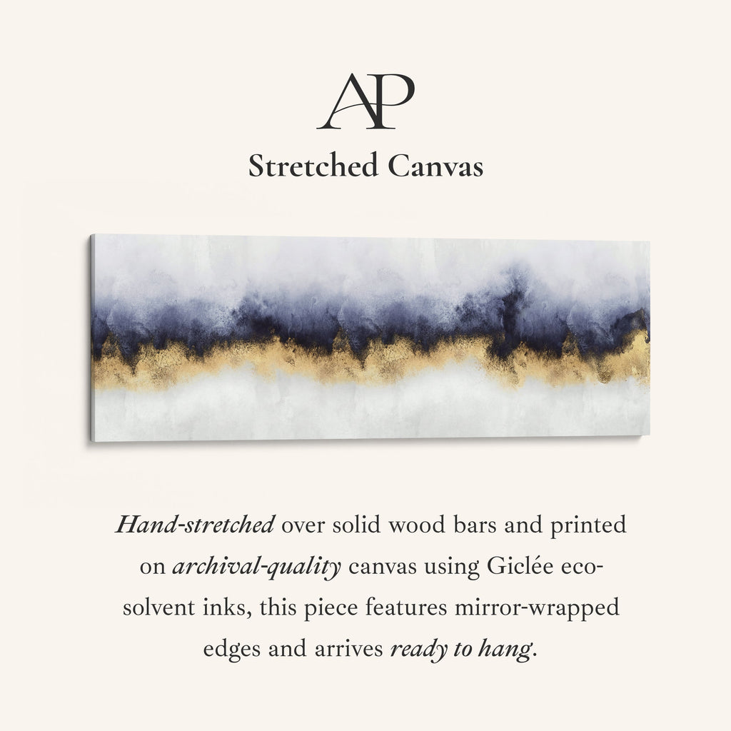 Long Narrow Canvas Abstract Blue Horizon Wide Canvas For Bedroom