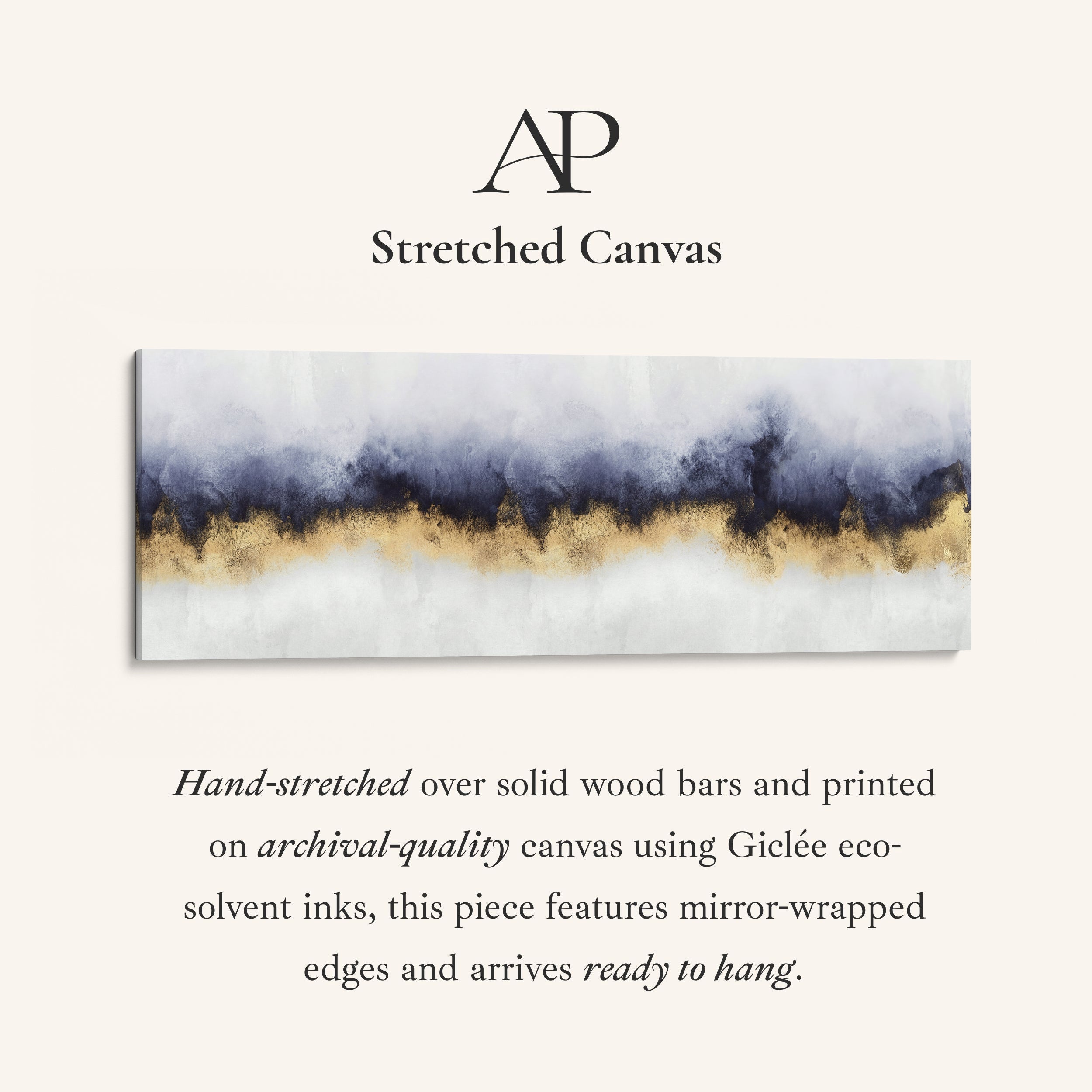 Long Narrow Canvas Abstract Blue Horizon Wide Canvas For Bedroom