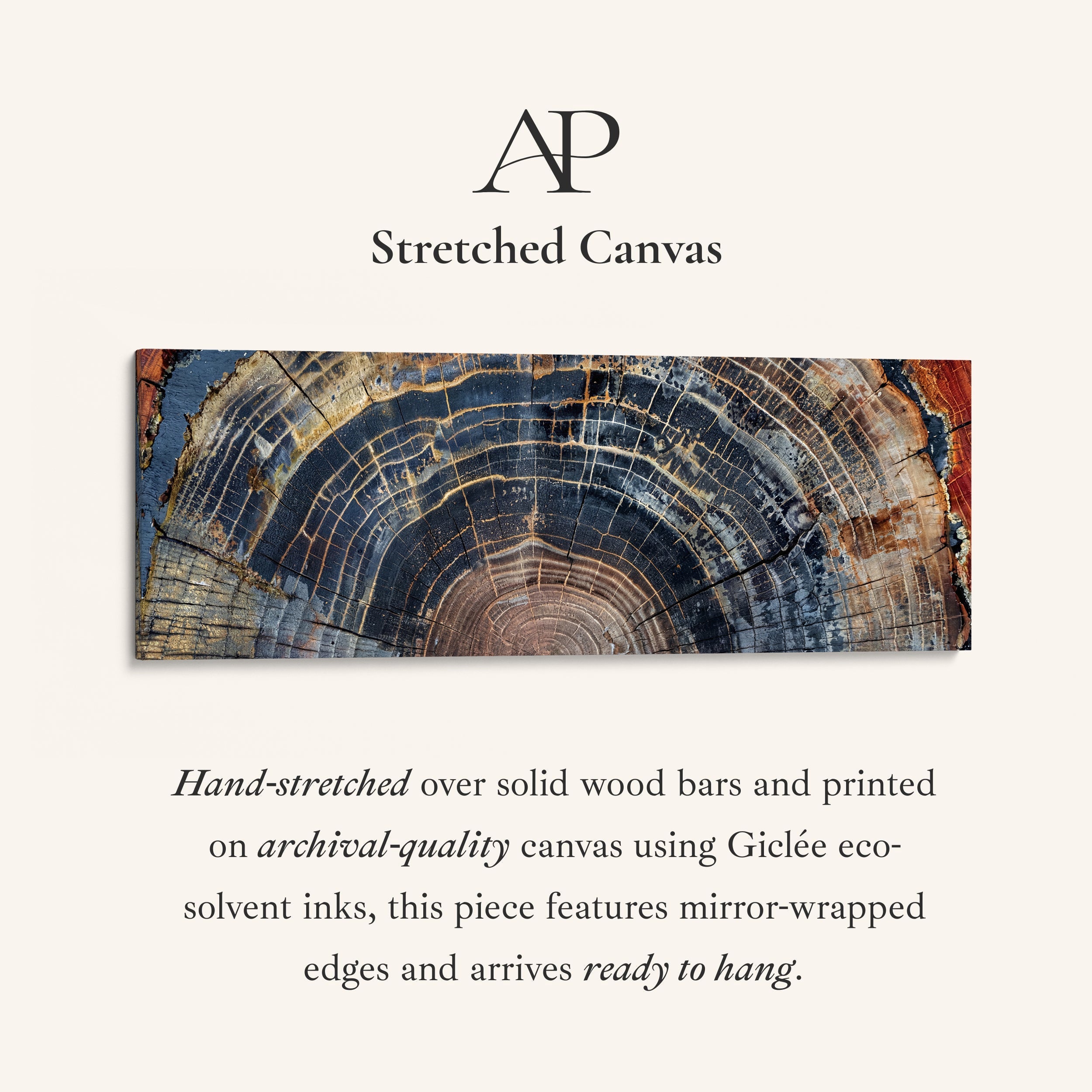 Wide Wall Art Tree Ring Cross Section Long Canvas For Office