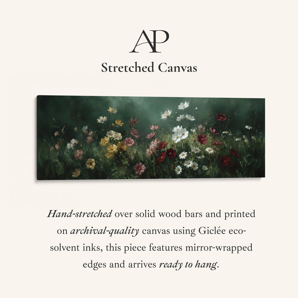 Wide Wall Art Deep Forest Floral Field Long Canvas For Hallway