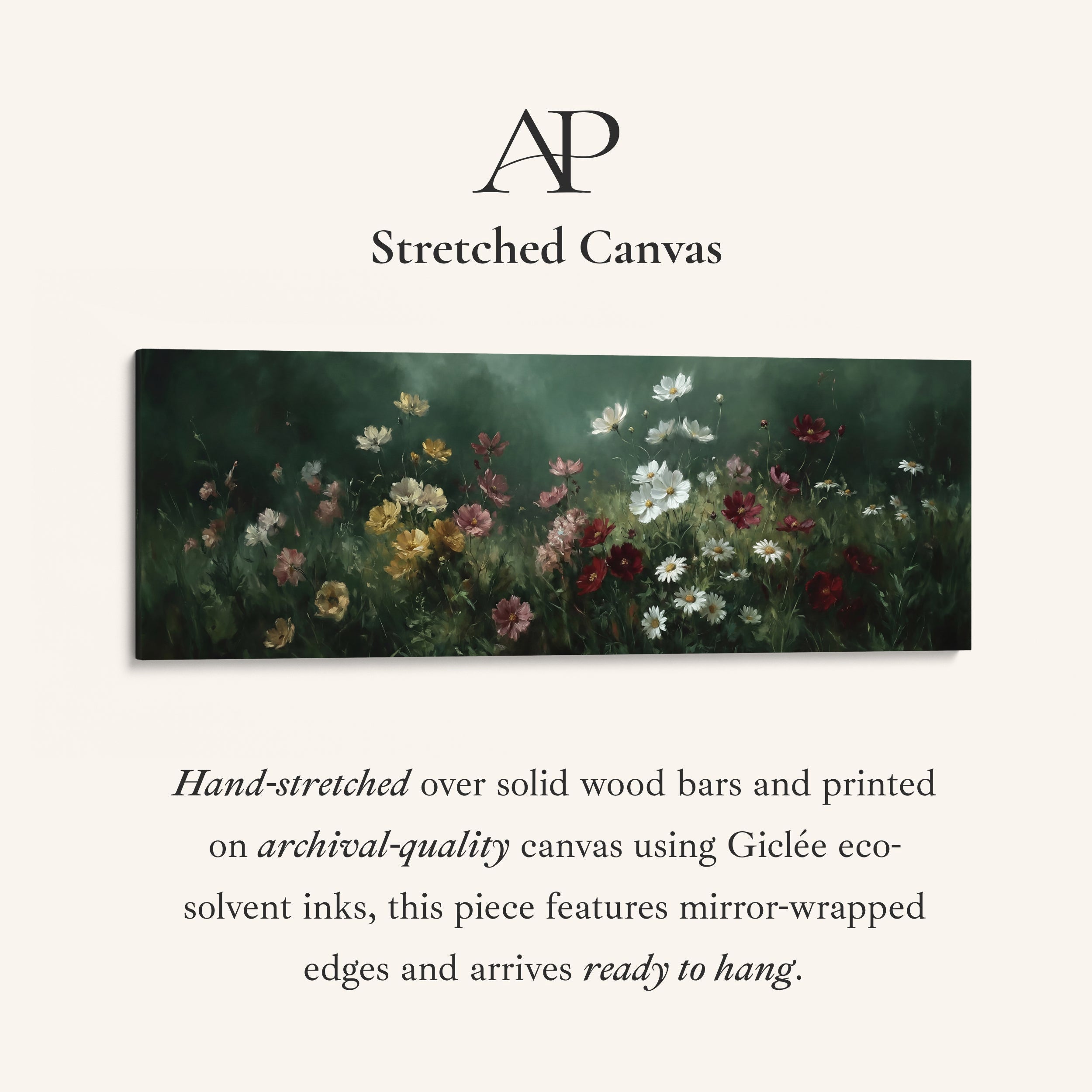 Wide Wall Art Deep Forest Floral Field Long Canvas For Hallway