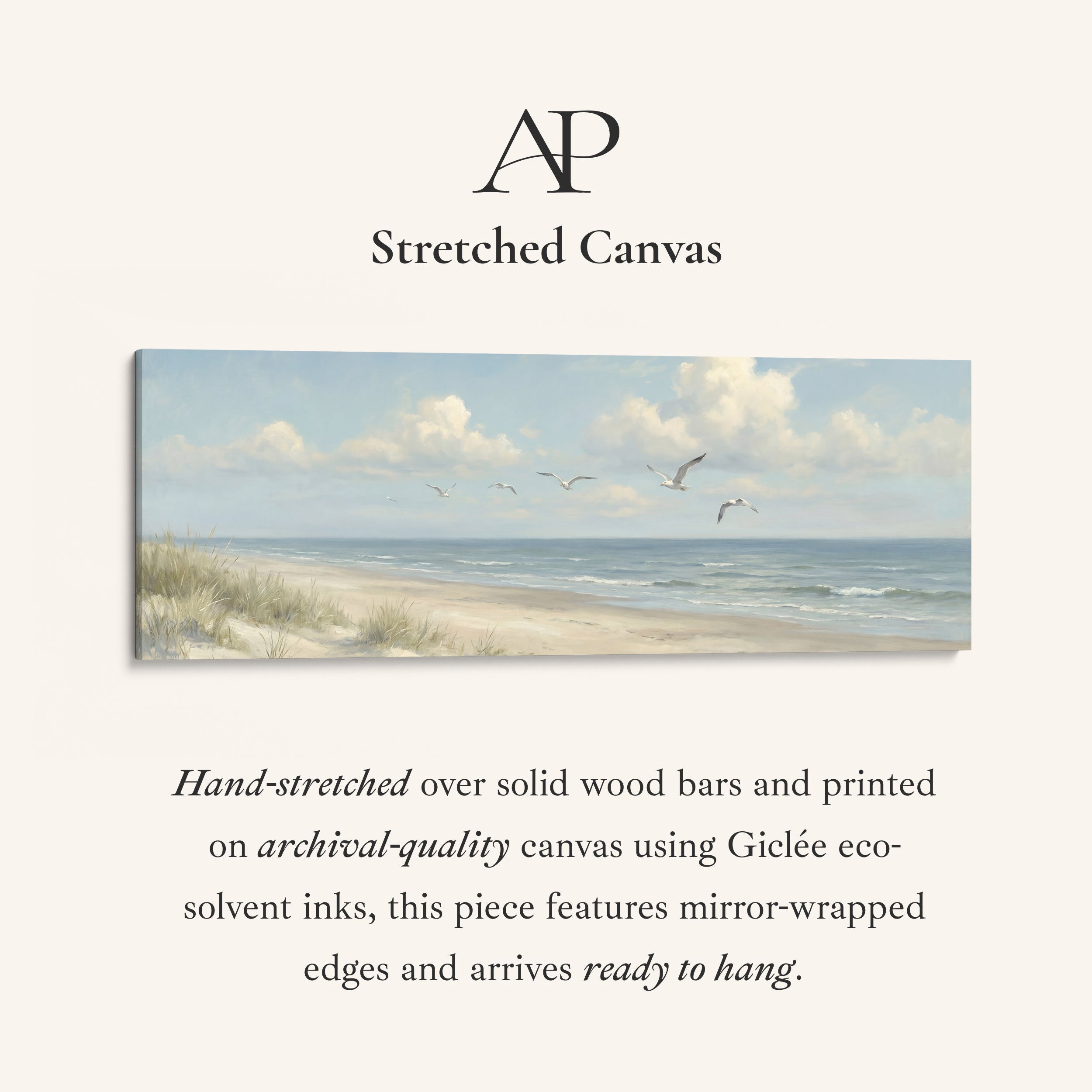 Above Bed Wall Art Coastal Dunes And Seagulls Extra Wide Canvas Living Room