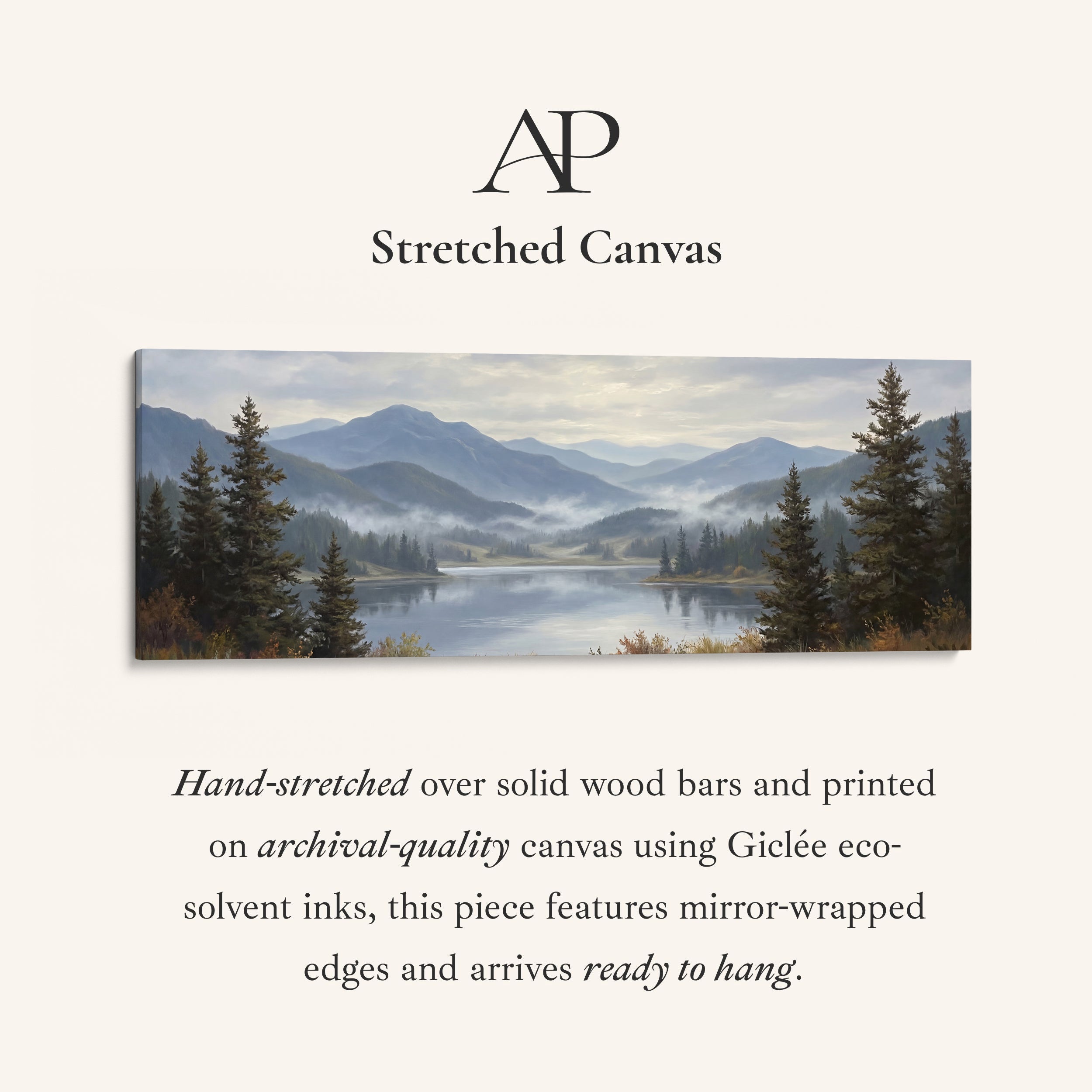 Above Soft Wall Art Mountain Lake With Pine Trees Statement Wall Decor Office