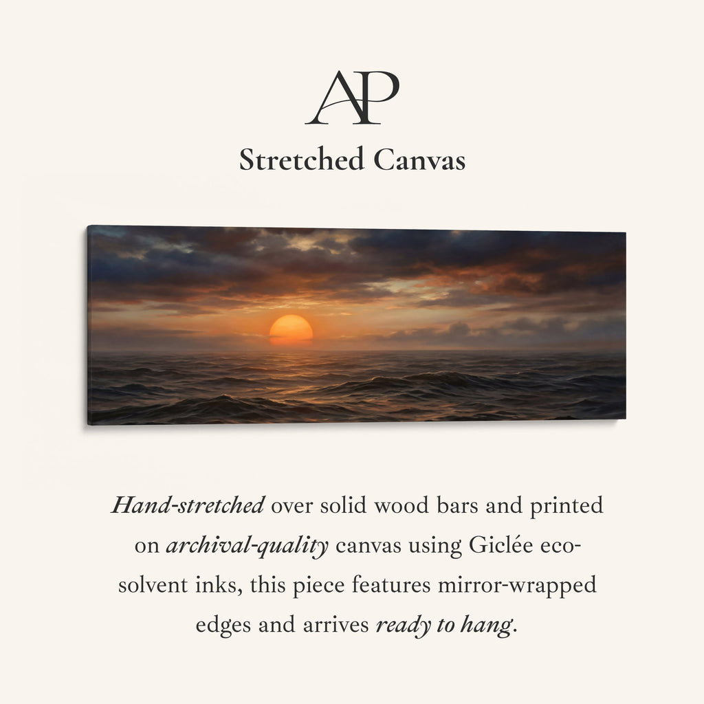 Large Wall Art Sunset Over Ocean Waves Extra Wide Canvas Living Room
