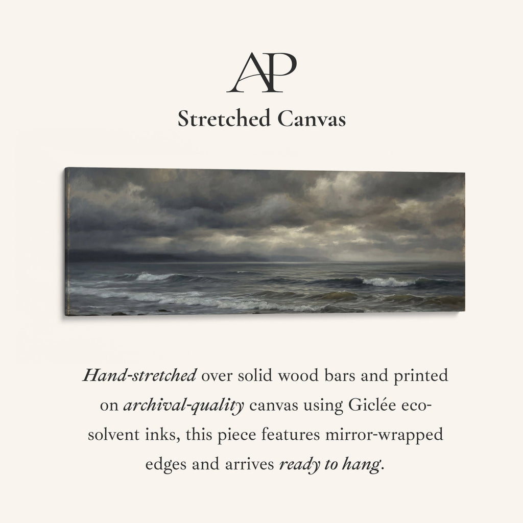 Panoramic Wall Art Rough Sea And Clouds Statement Wall Decor Office