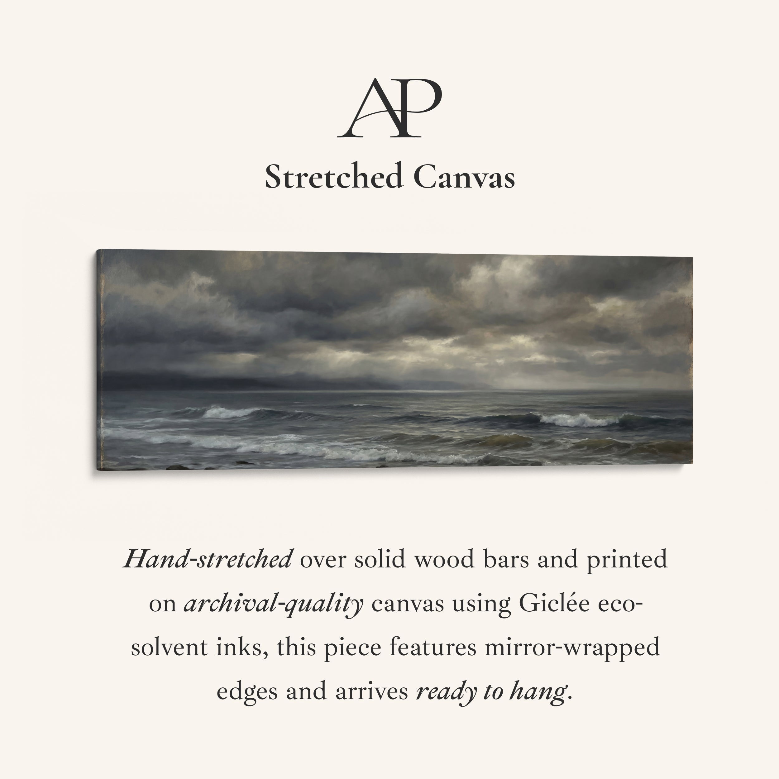 Panoramic Wall Art Rough Sea And Clouds Statement Wall Decor Office
