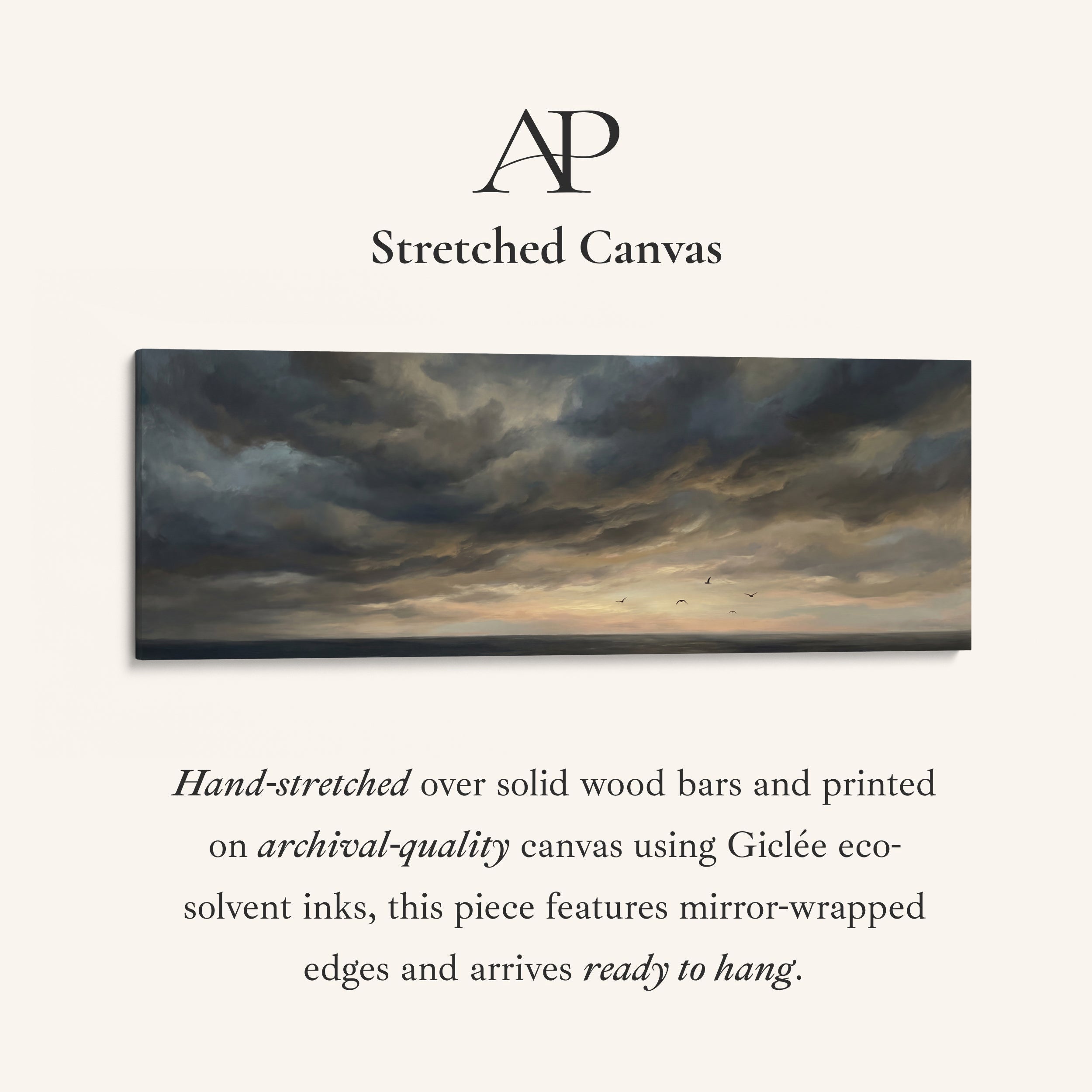 Horizontal Wall Art Seagulls Over Stormy Sea Extra Wide Canvas Hallway