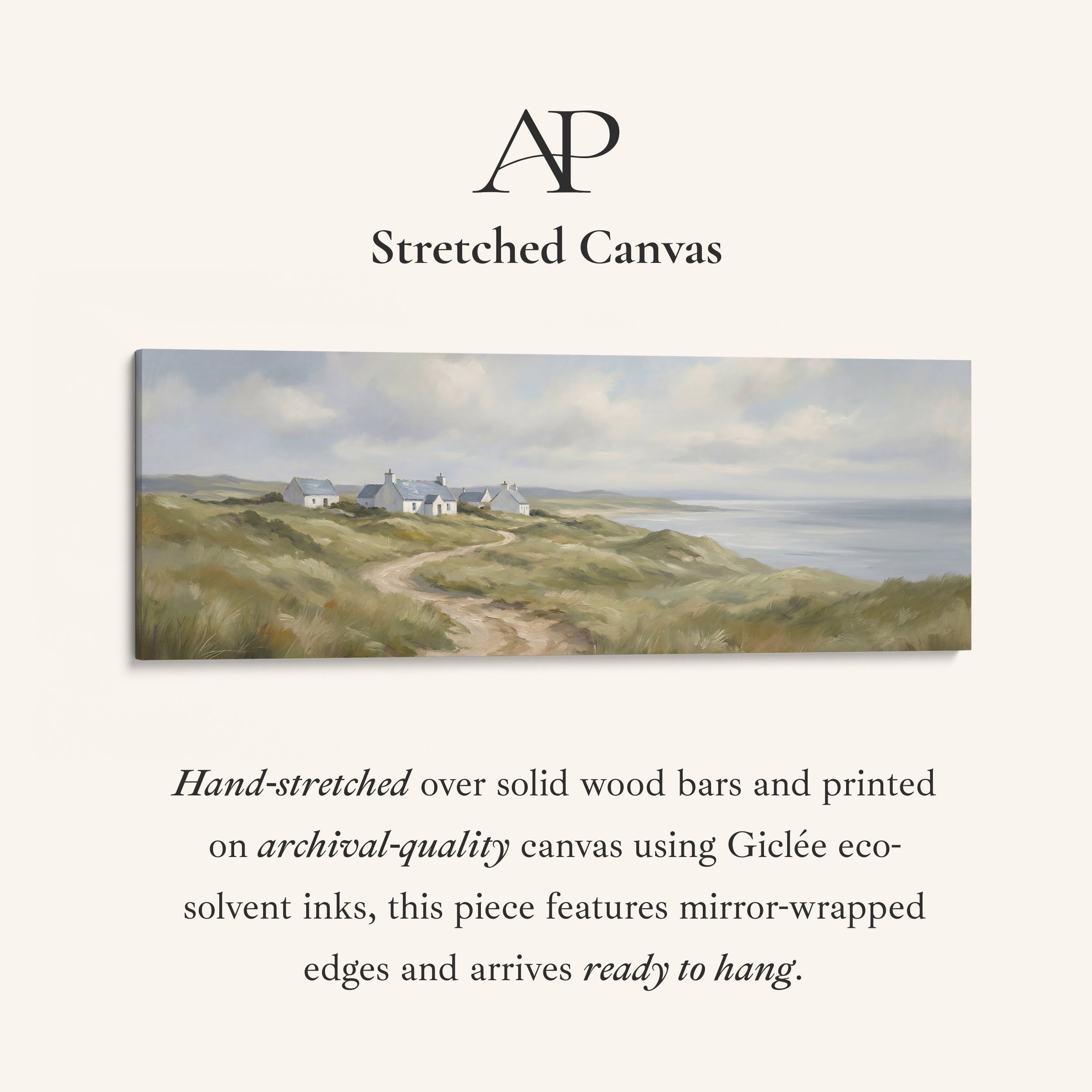 Coastal Cottages On Cliffs Horizontal Wall Art Panoramic Canvas Print Living Room