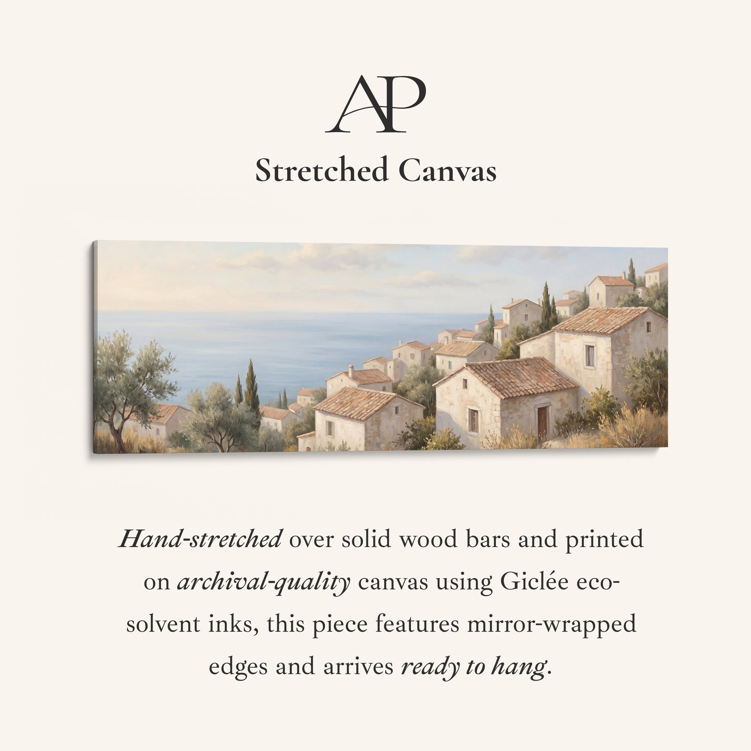 Coastal Hillside Village Horizontal Wall Art Oversized Wall Decor Office