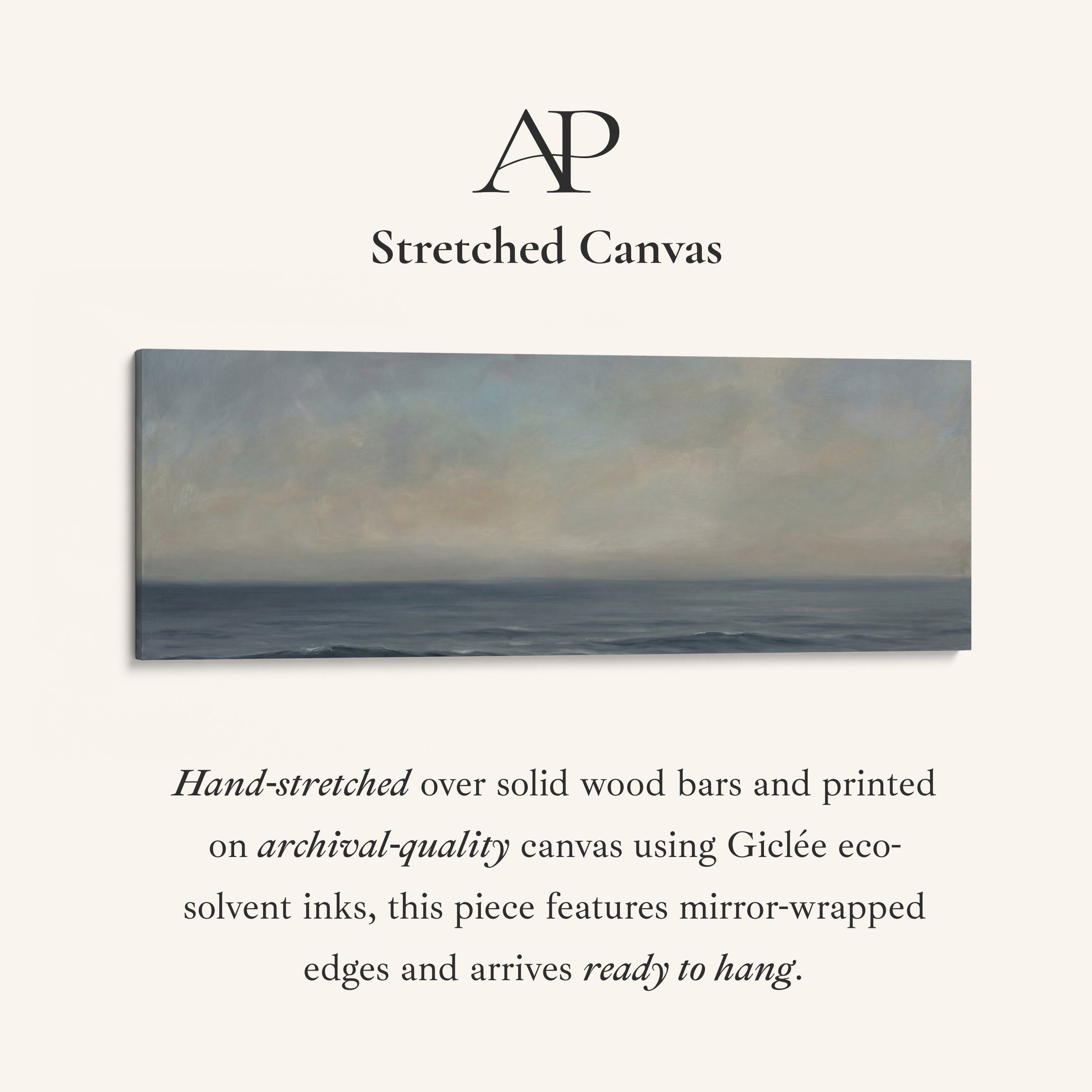 Moody Sea Horizon Bedroom Wall Art Horizontal Canvas Print Living Room