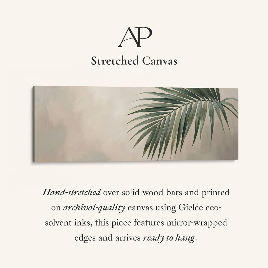 Palm Leaf On Neutral Background Wide Canvas Oversized Wall Decor Bedroom