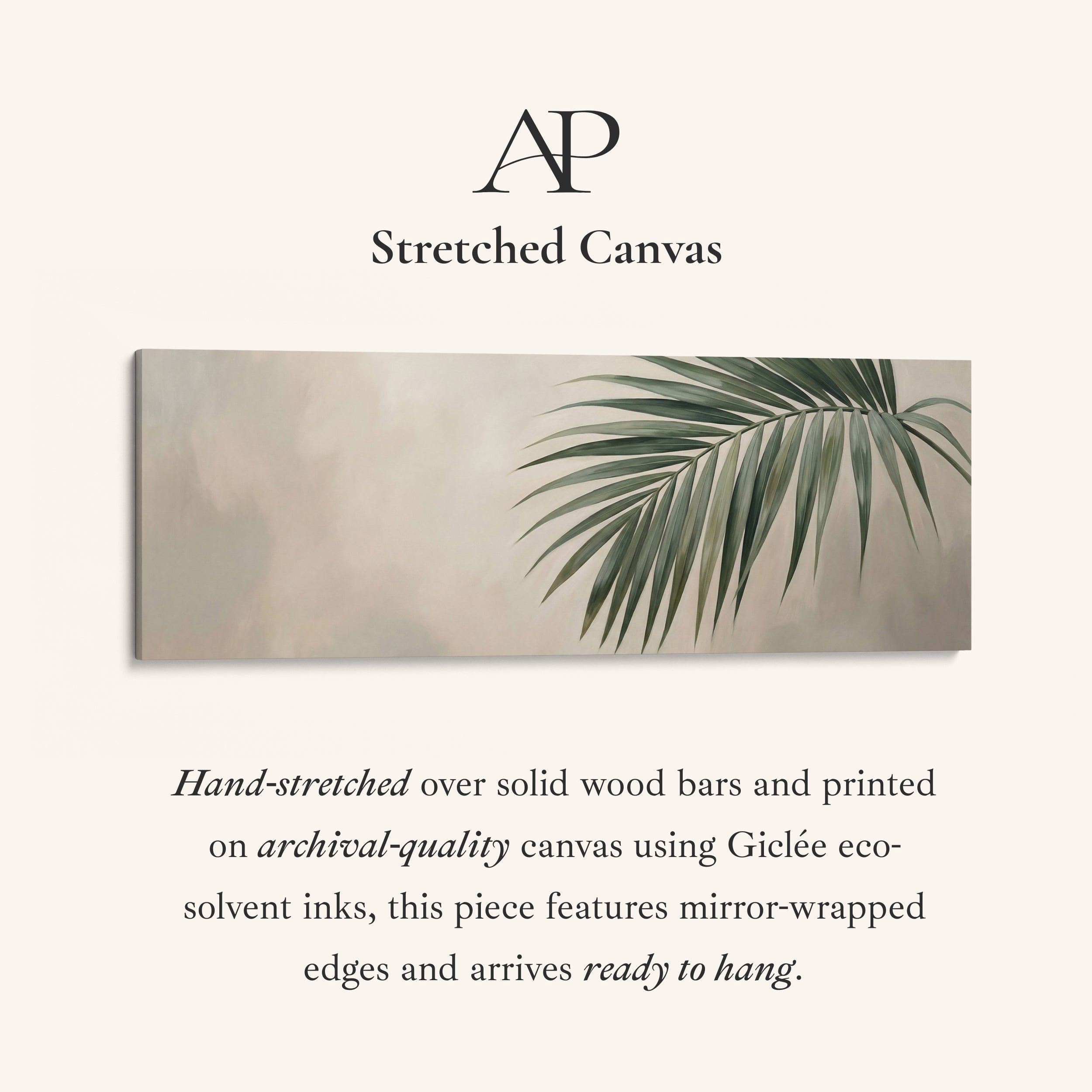 Palm Leaf On Neutral Background Wide Canvas Oversized Wall Decor Bedroom