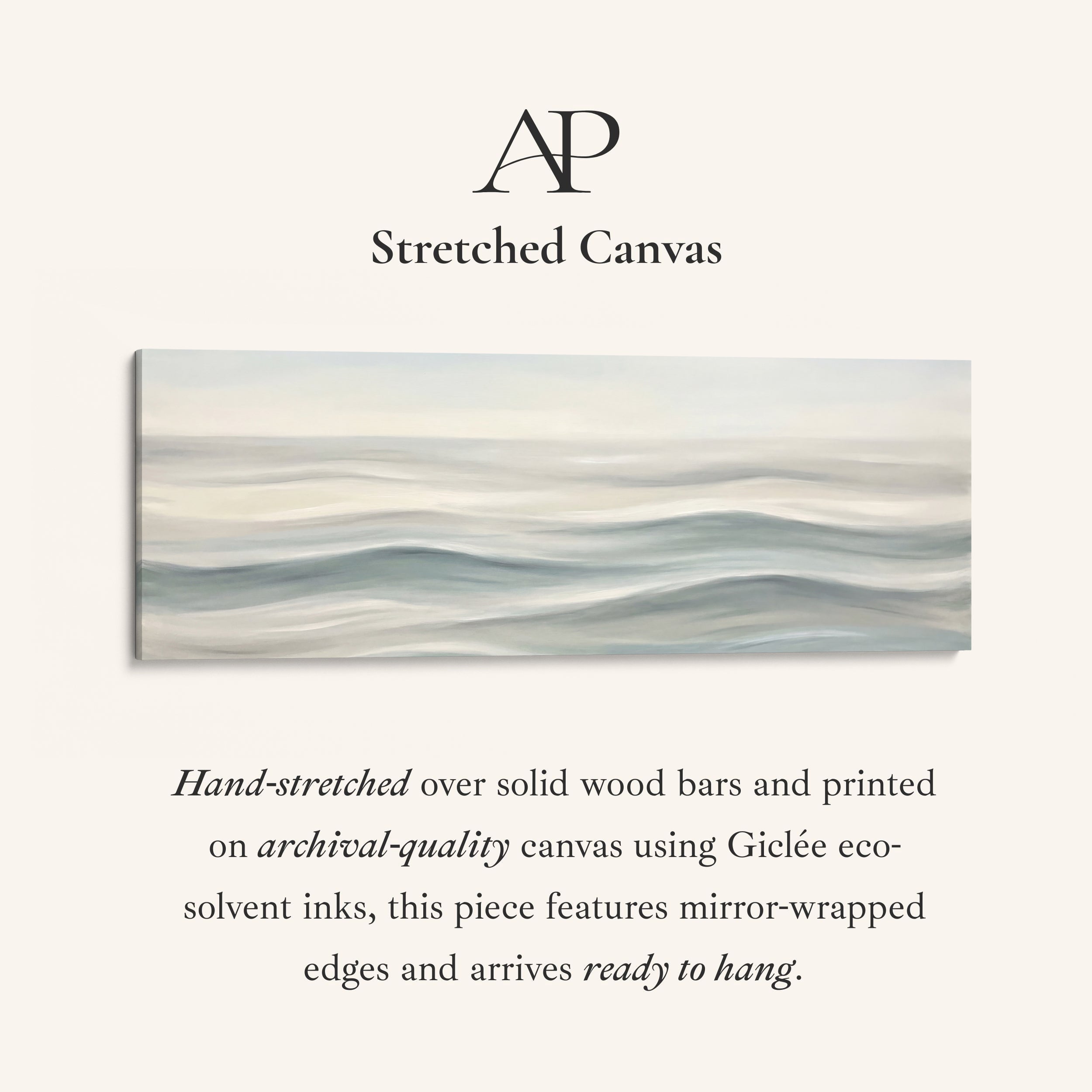 Minimal Rolling Waves Above Soft Wall Art Extra Wide Canvas Bedroom