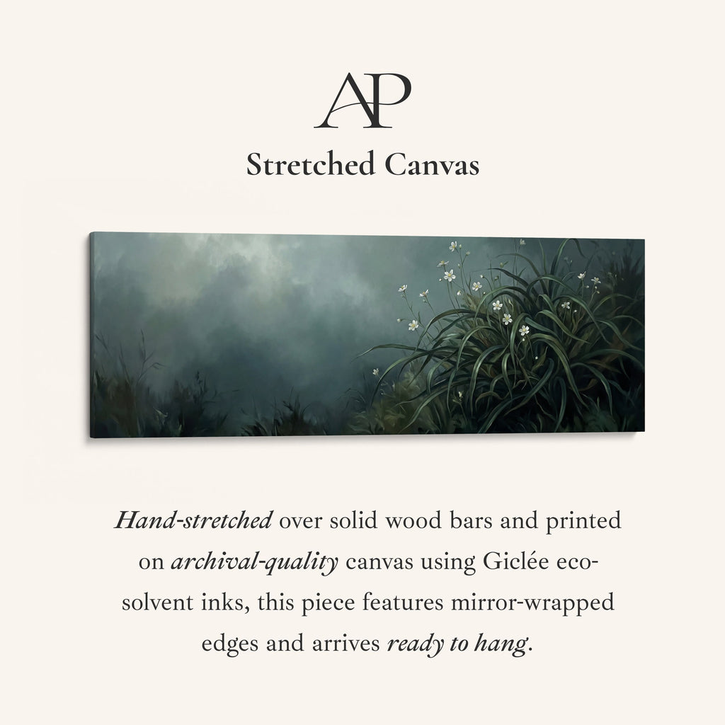 Long Wall Art White Flowers In Foliage Panoramic Canvas Print Living Room