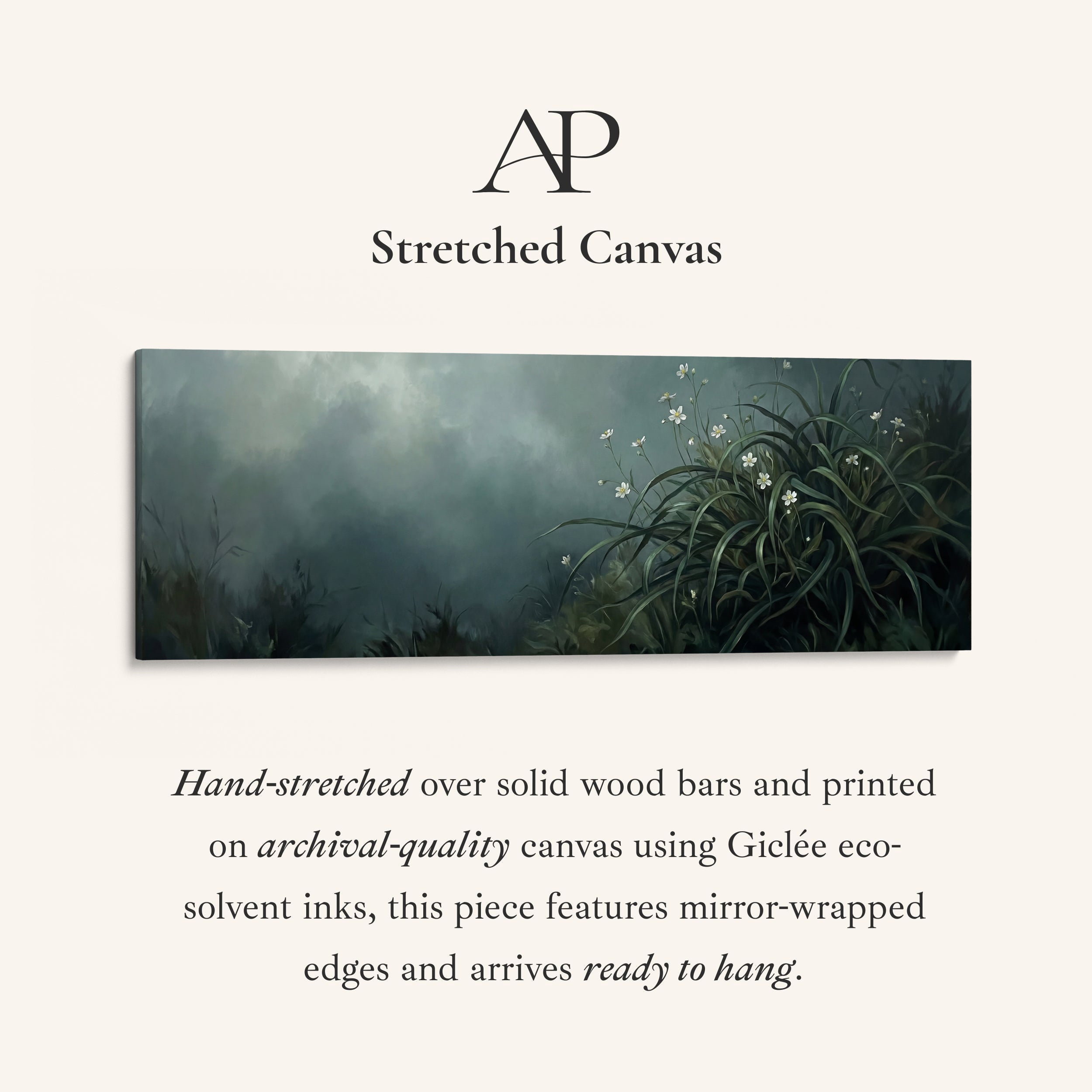 Long Wall Art White Flowers In Foliage Panoramic Canvas Print Living Room