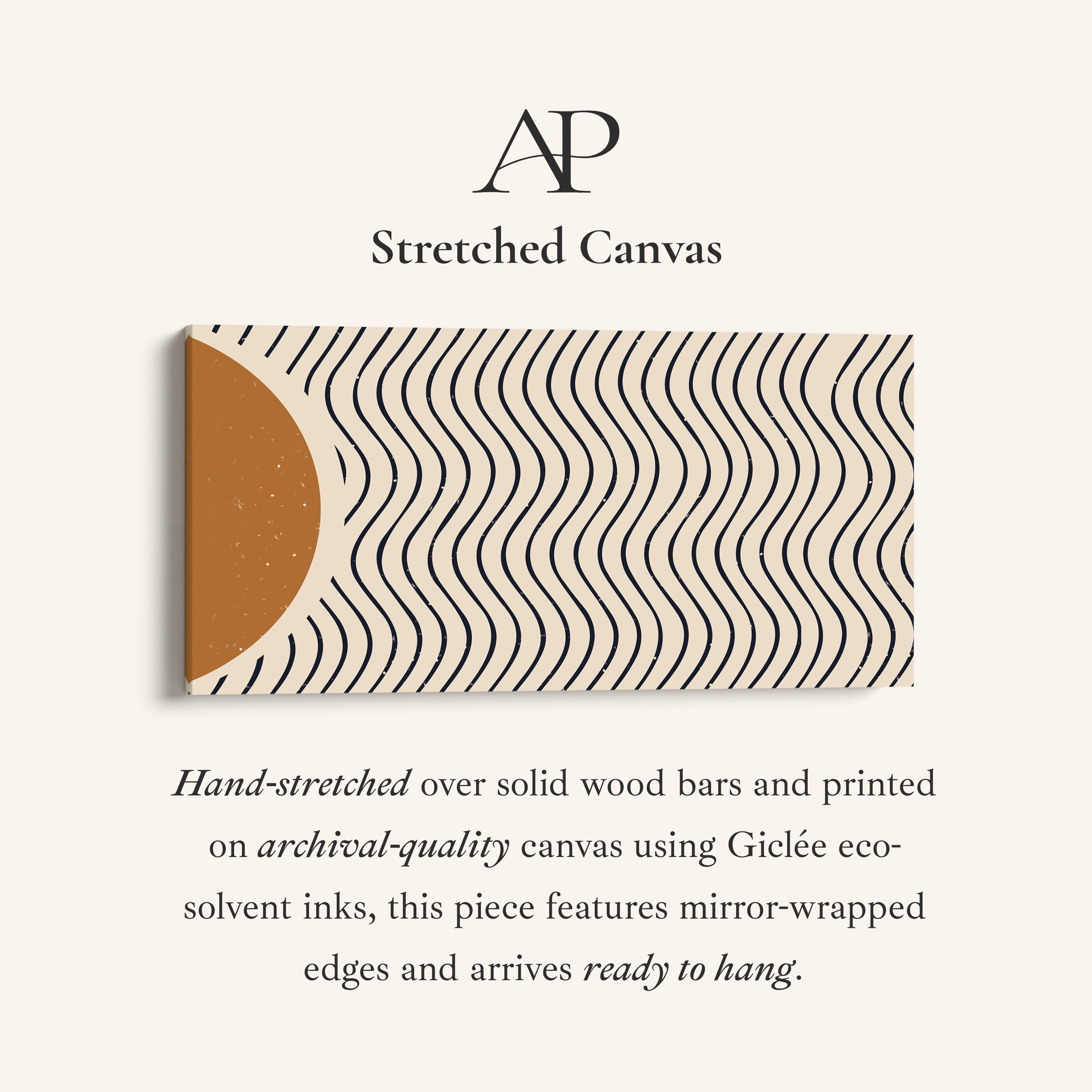 Wide Wall Art Abstract Wavy Line Pattern Extra Wide Canvas For Office