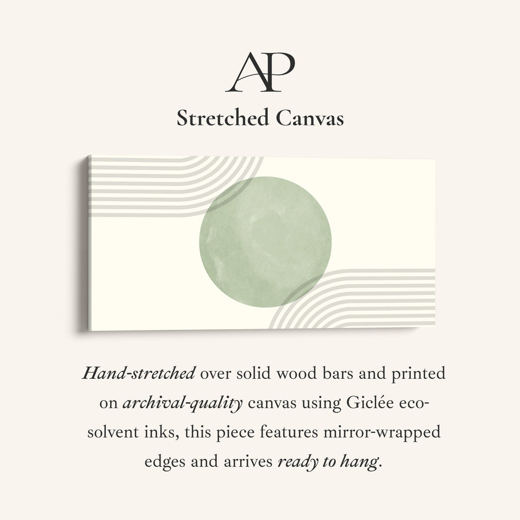 Wide Canvas Green Circle Composition Horizontal Canvas Print Bedroom