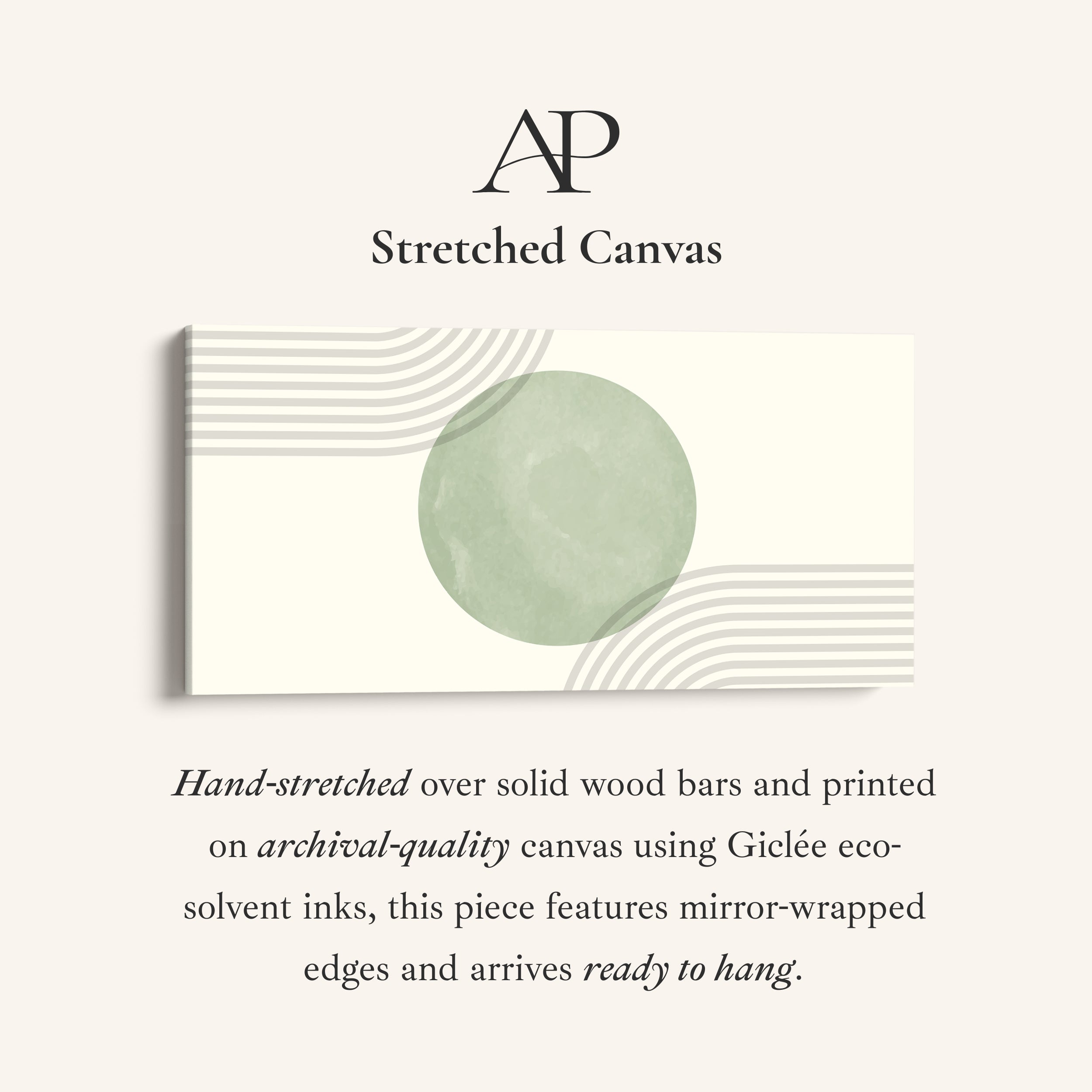 Wide Canvas Green Circle Composition Horizontal Canvas Print Bedroom