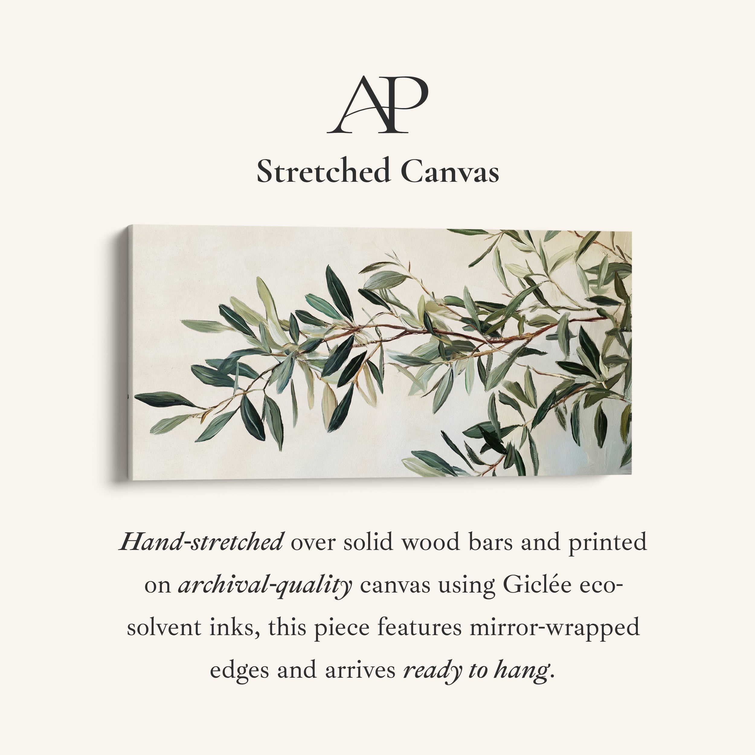 Horizontal Wall Art Olive Branch Oversized Wall Decor For Bedroom