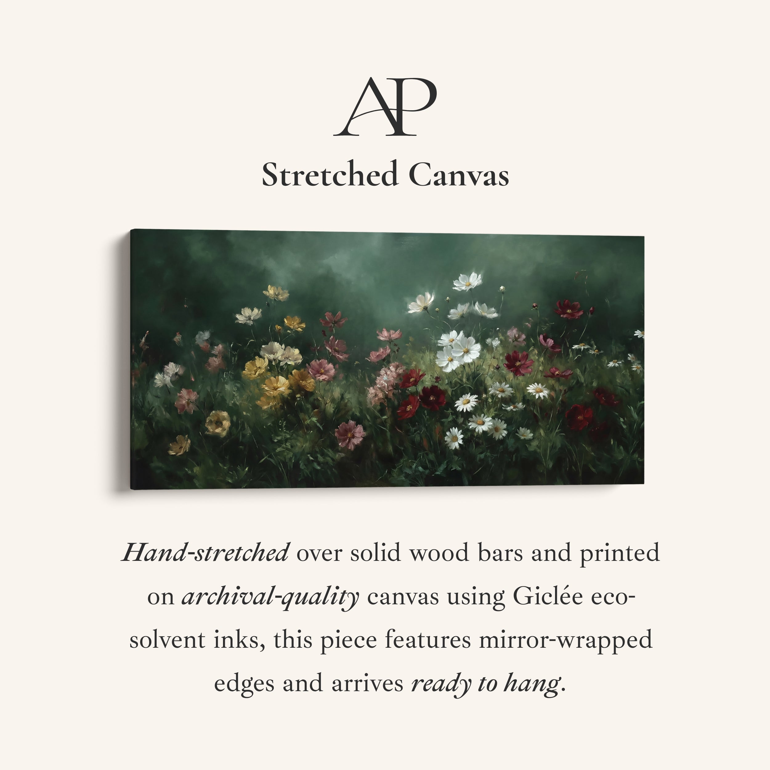 Panoramic Wall Art Mixed Garden Flowers Framed Canvas Print For Kitchen