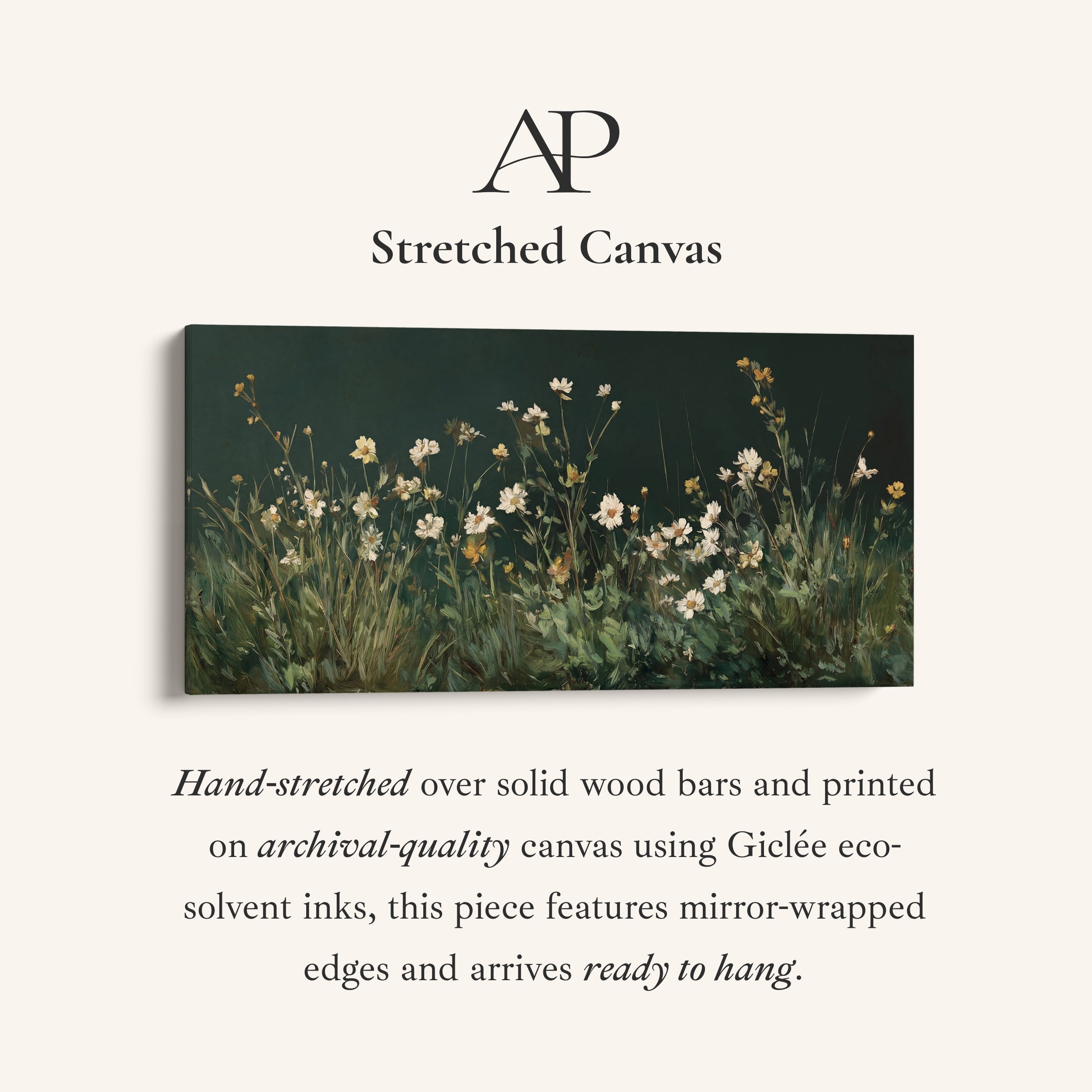 Wide Wall Art White Wildflowers Extra Wide Canvas For Bedroom