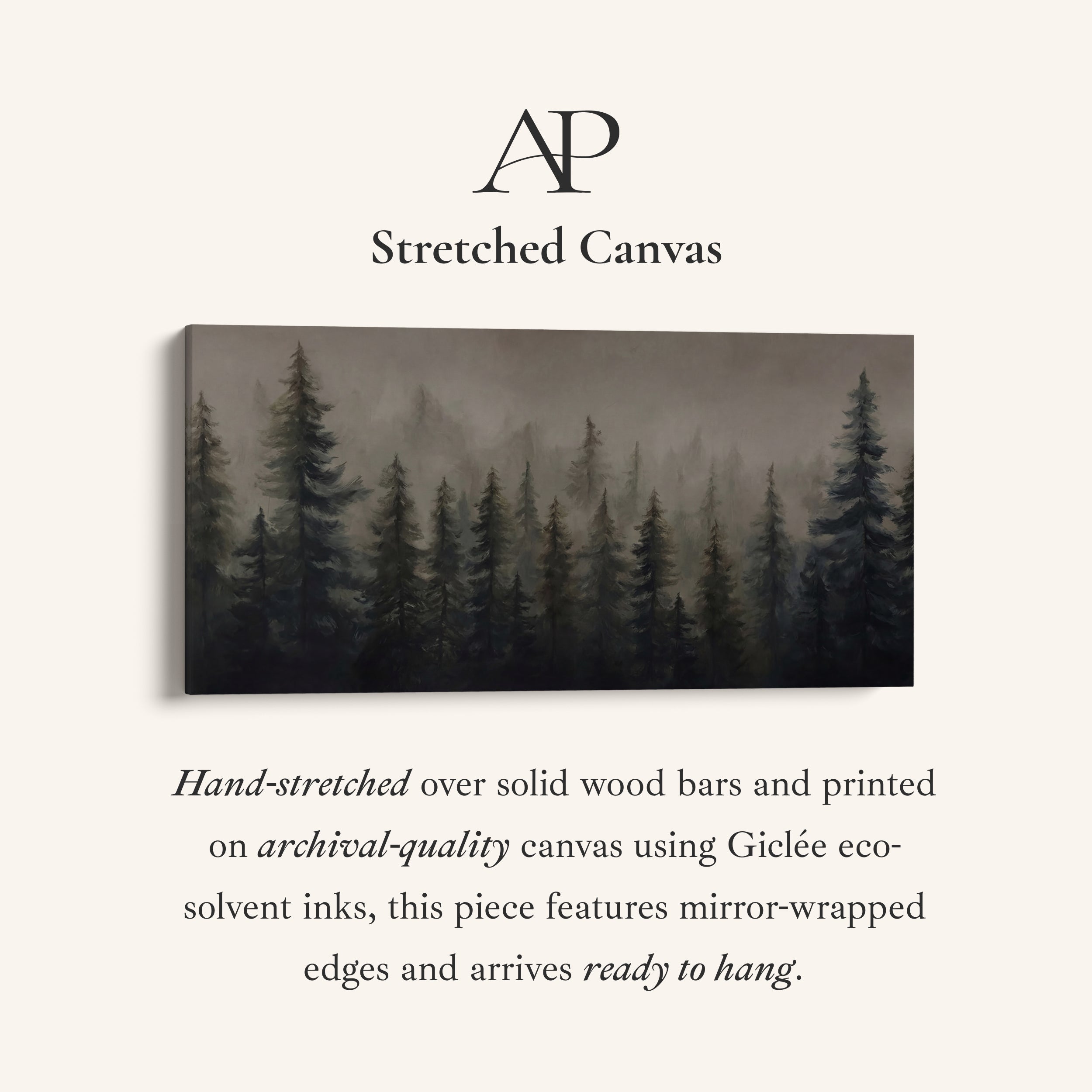 Large Wall Art Misty Pine Forest Panoramic Canvas Print For Office