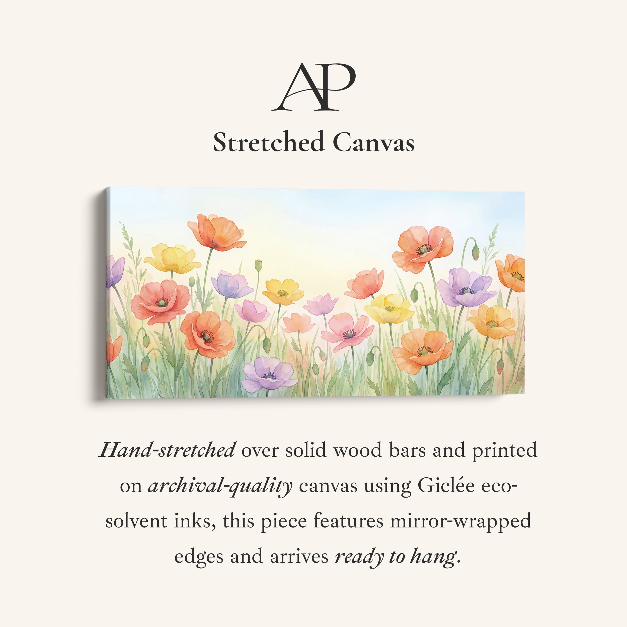 Panoramic Wall Art Pastel Poppy Flowers Statement Wall Decor For Kitchen