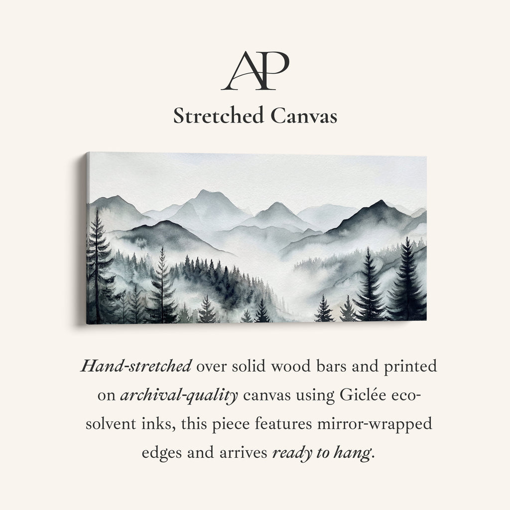 Horizontal Wall Art Layered Mountain Silhouettes Statement Wall Decor For Bedroom