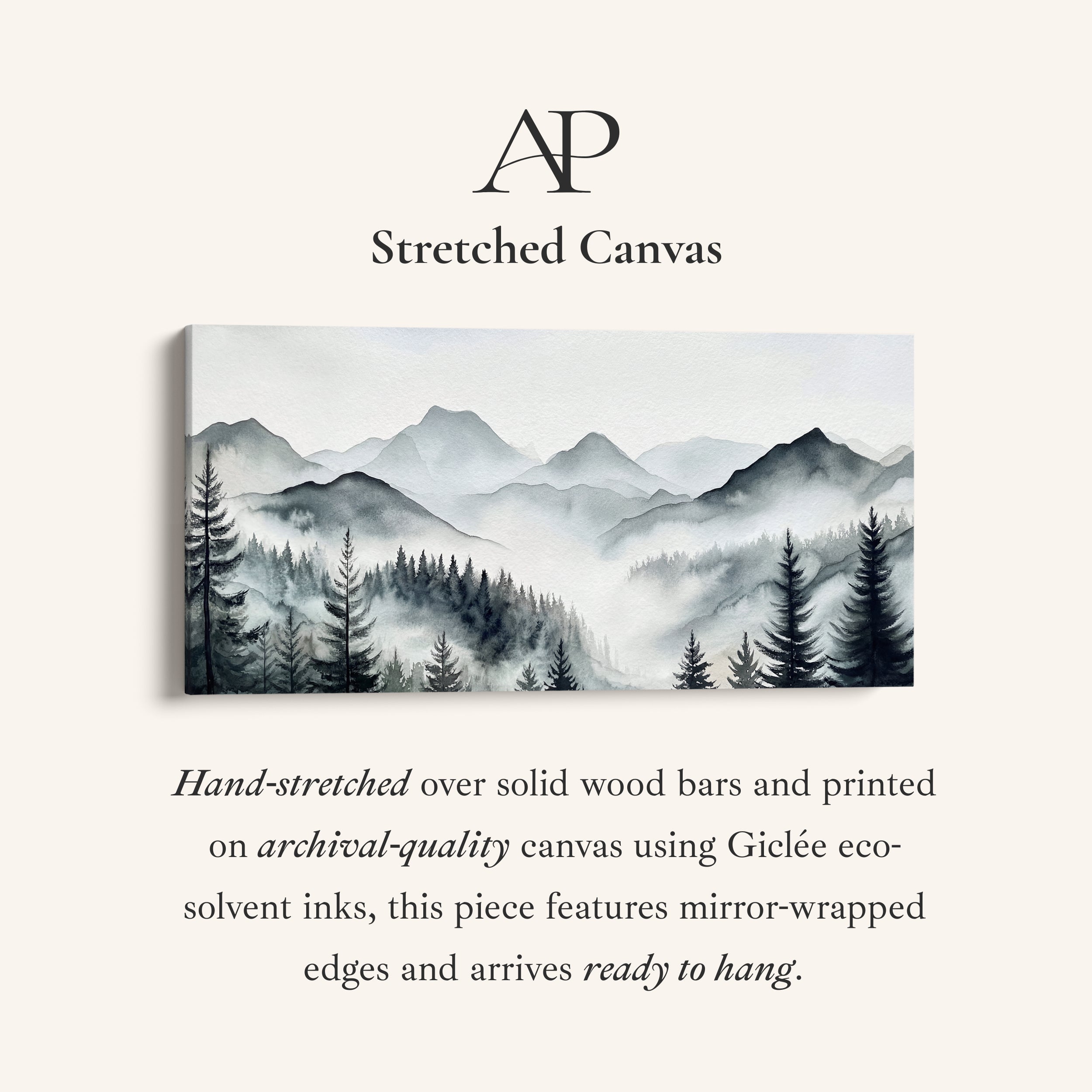 Horizontal Wall Art Layered Mountain Silhouettes Statement Wall Decor For Bedroom