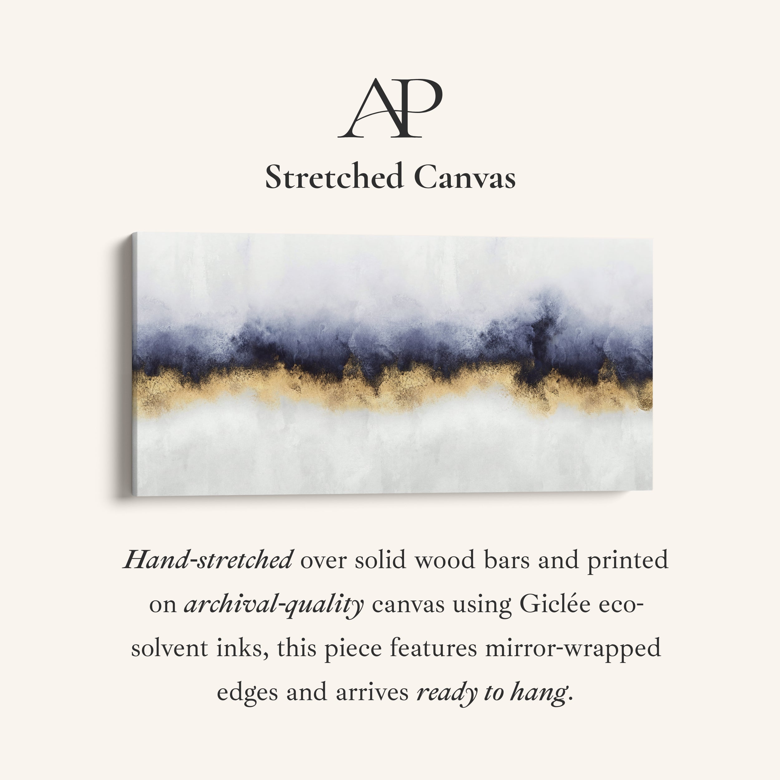 Abstract Gold Band Above Sofa Wall Art Horizontal Canvas Print Office