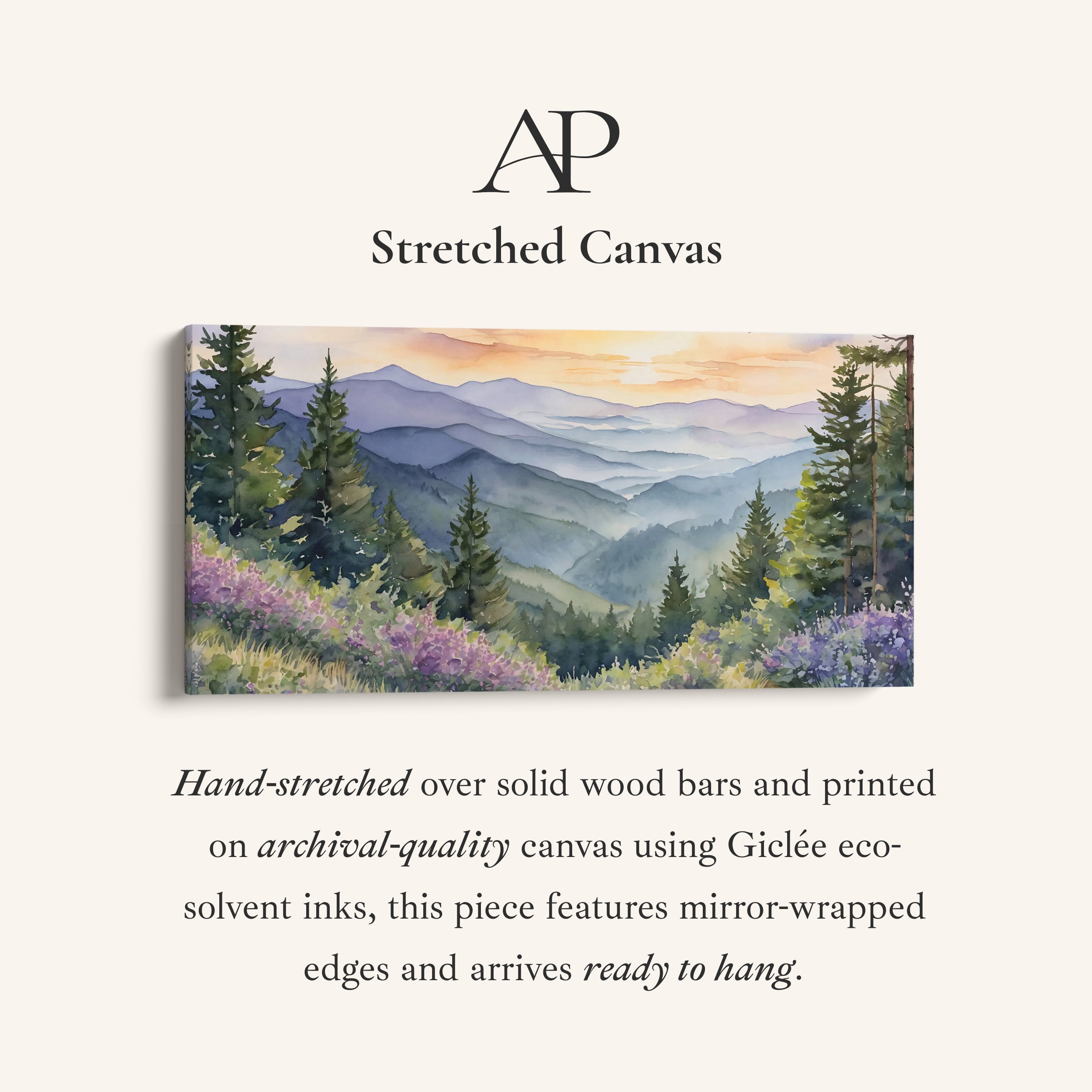 Mountain Valley Landscape Horizontal Wall Art Panoramic Canvas Print For Office