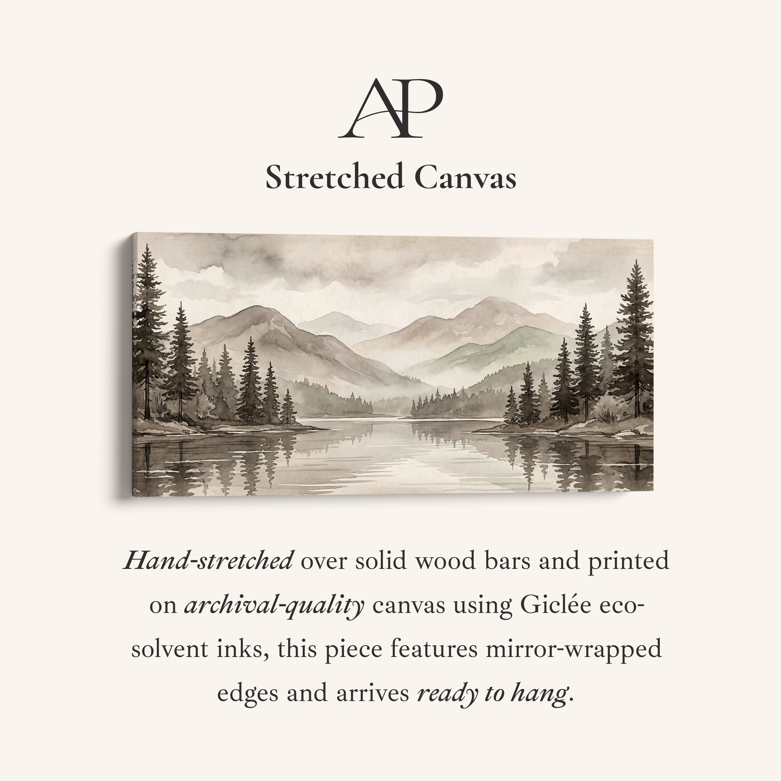 Misty Mountain Lake Wide Canvas Statement Wall Decor For Living Room