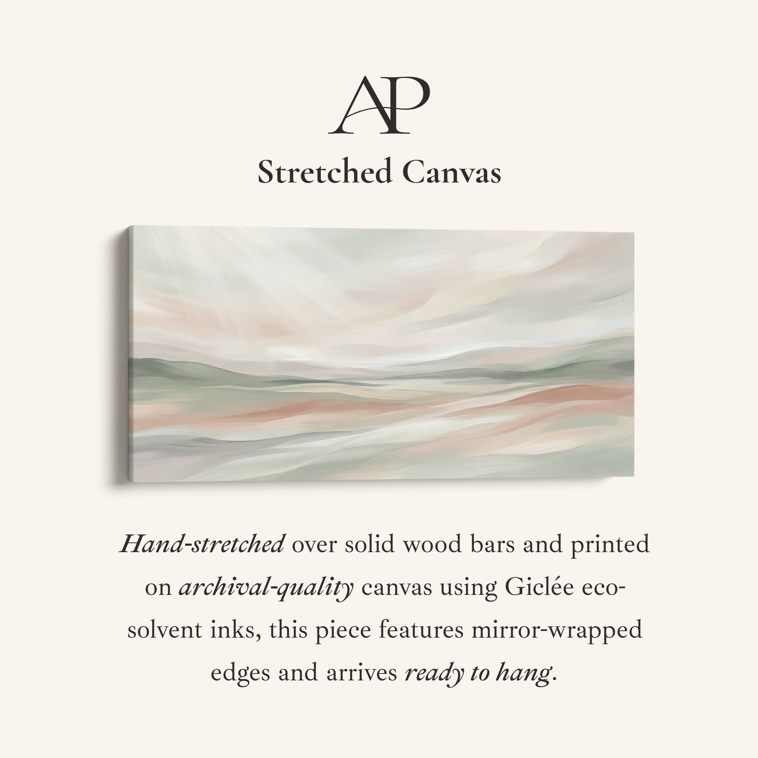 Abstract Pastel Hills Wide Canvas Horizontal Canvas Print For Bedroom