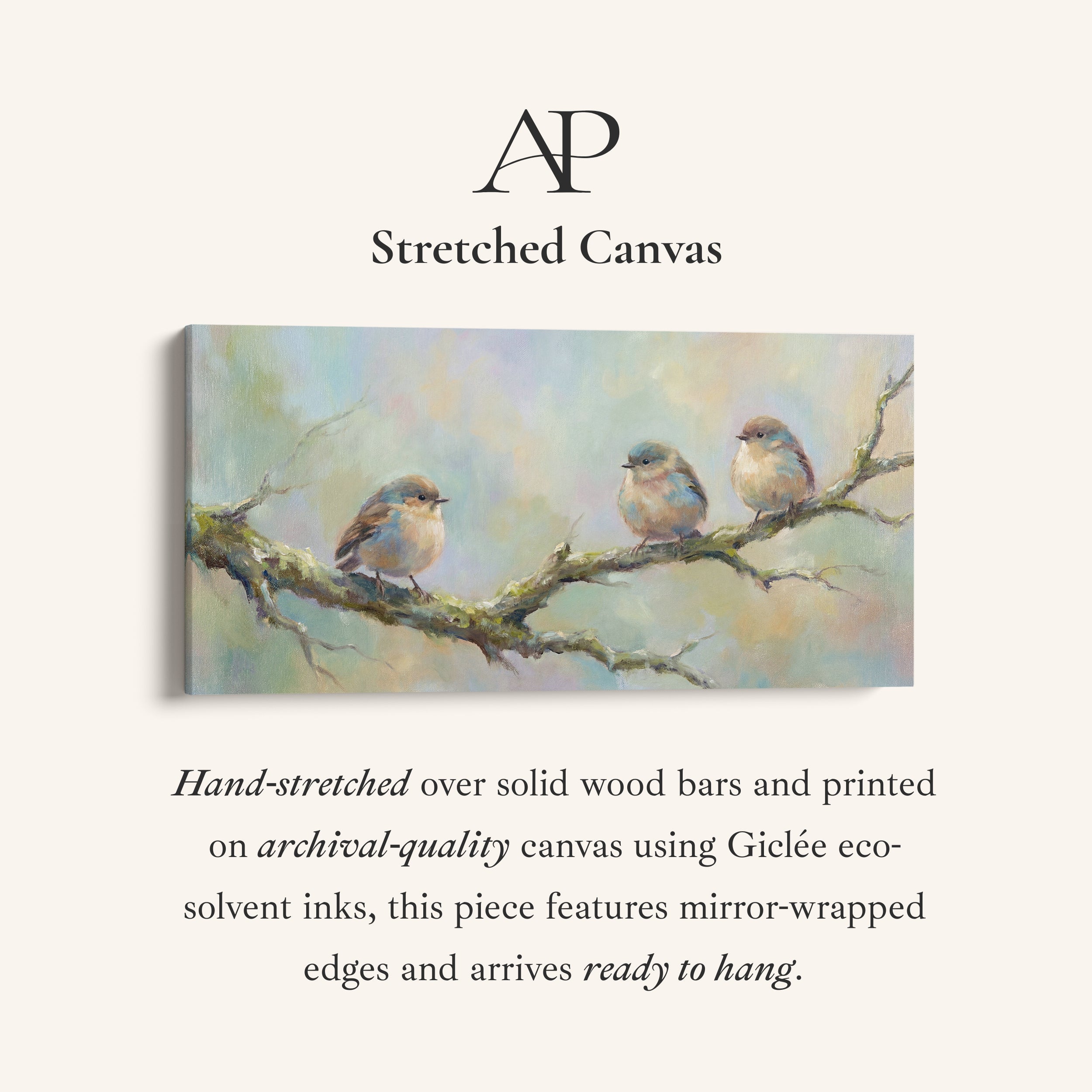 Three Birds Panoramic Wall Art Statement Wall Decor For Office