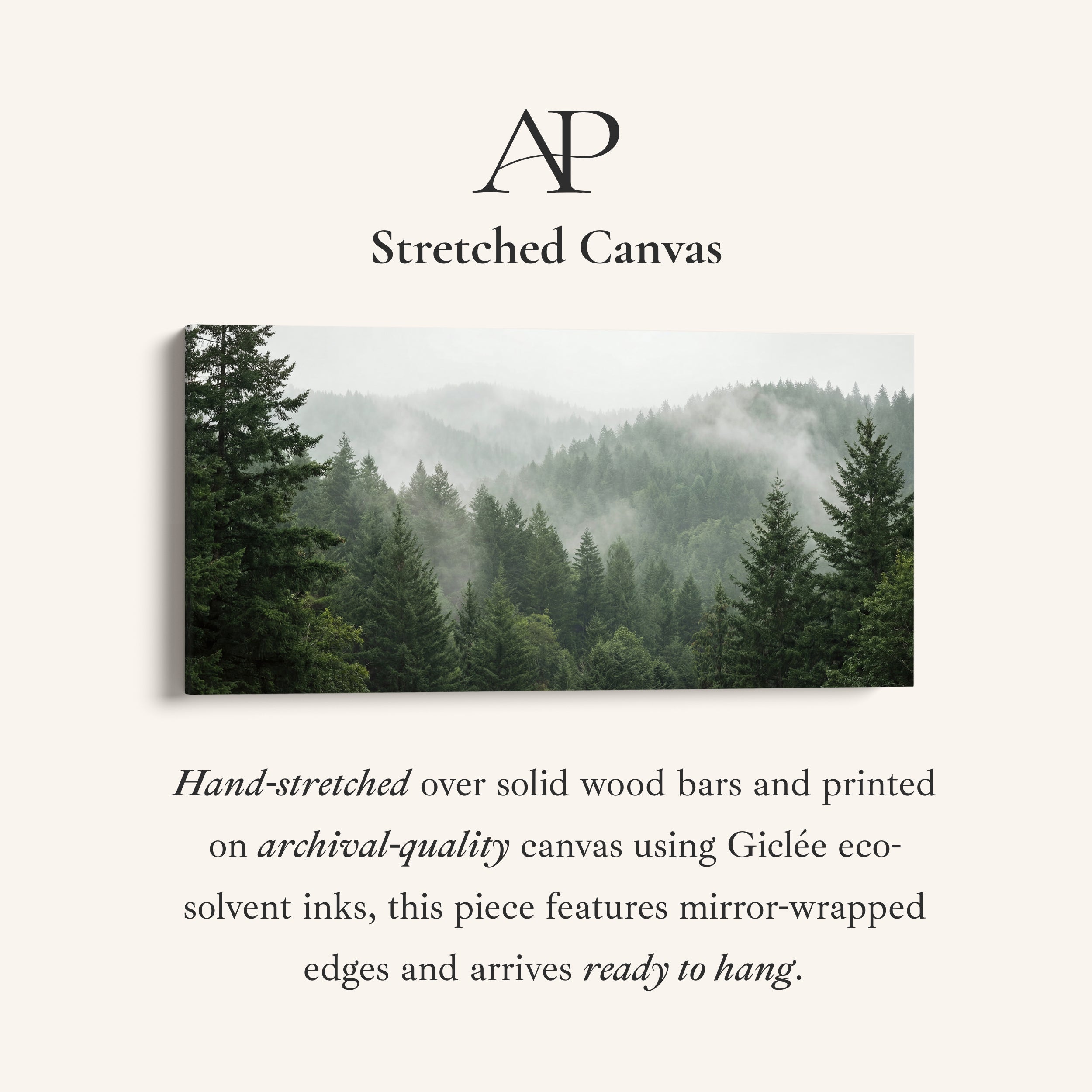 Misty Pine Hills Horizontal Wall Art Framed Canvas Print For Living Room