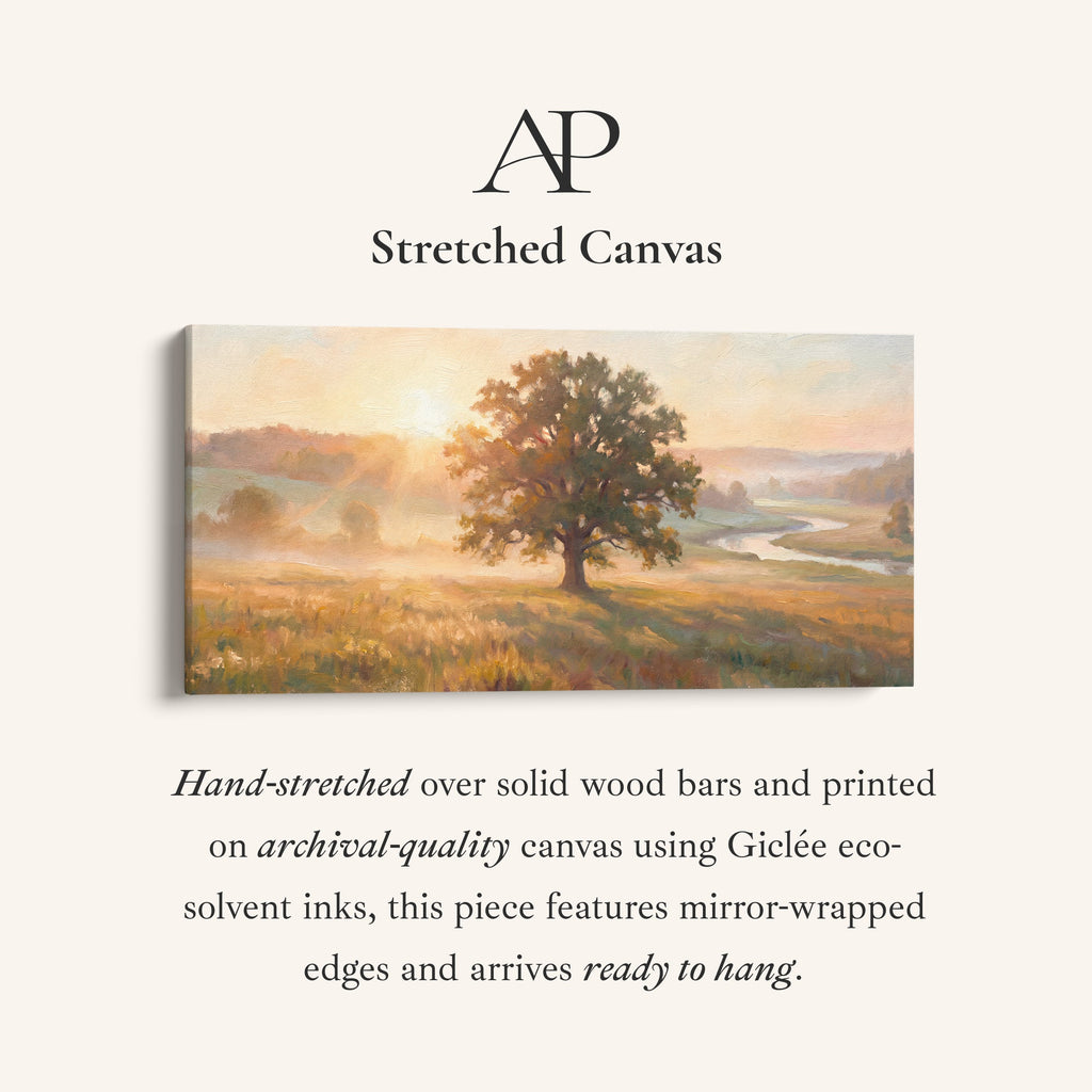 Lone Tree By River Above Bed Wall Art Horizontal Canvas Print For Bedroom