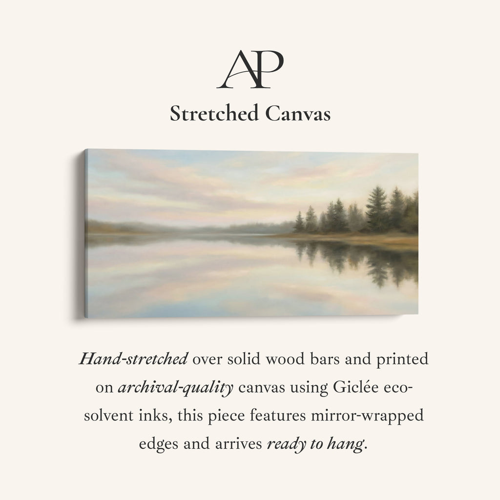 Calm Lake Reflection Wide Canvas Horizontal Canvas Print For Living Room