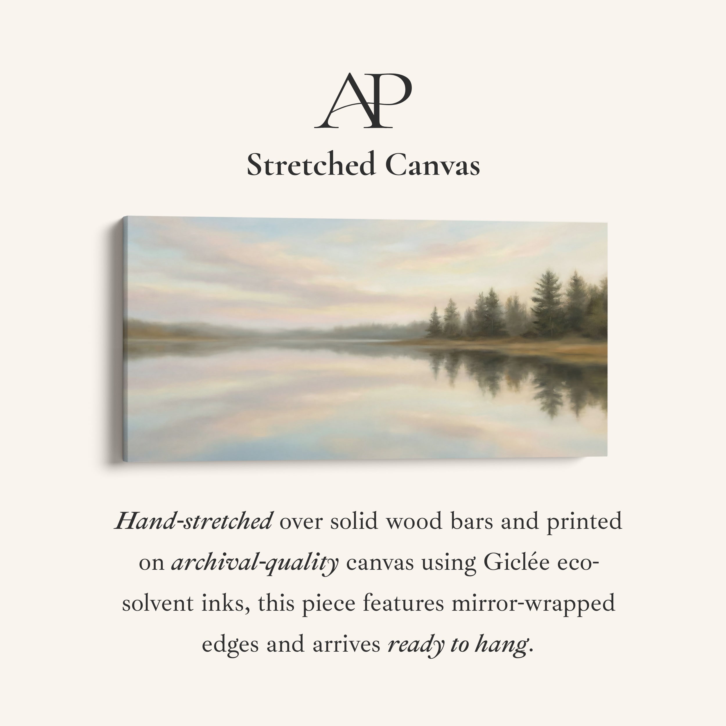 Calm Lake Reflection Wide Canvas Horizontal Canvas Print For Living Room