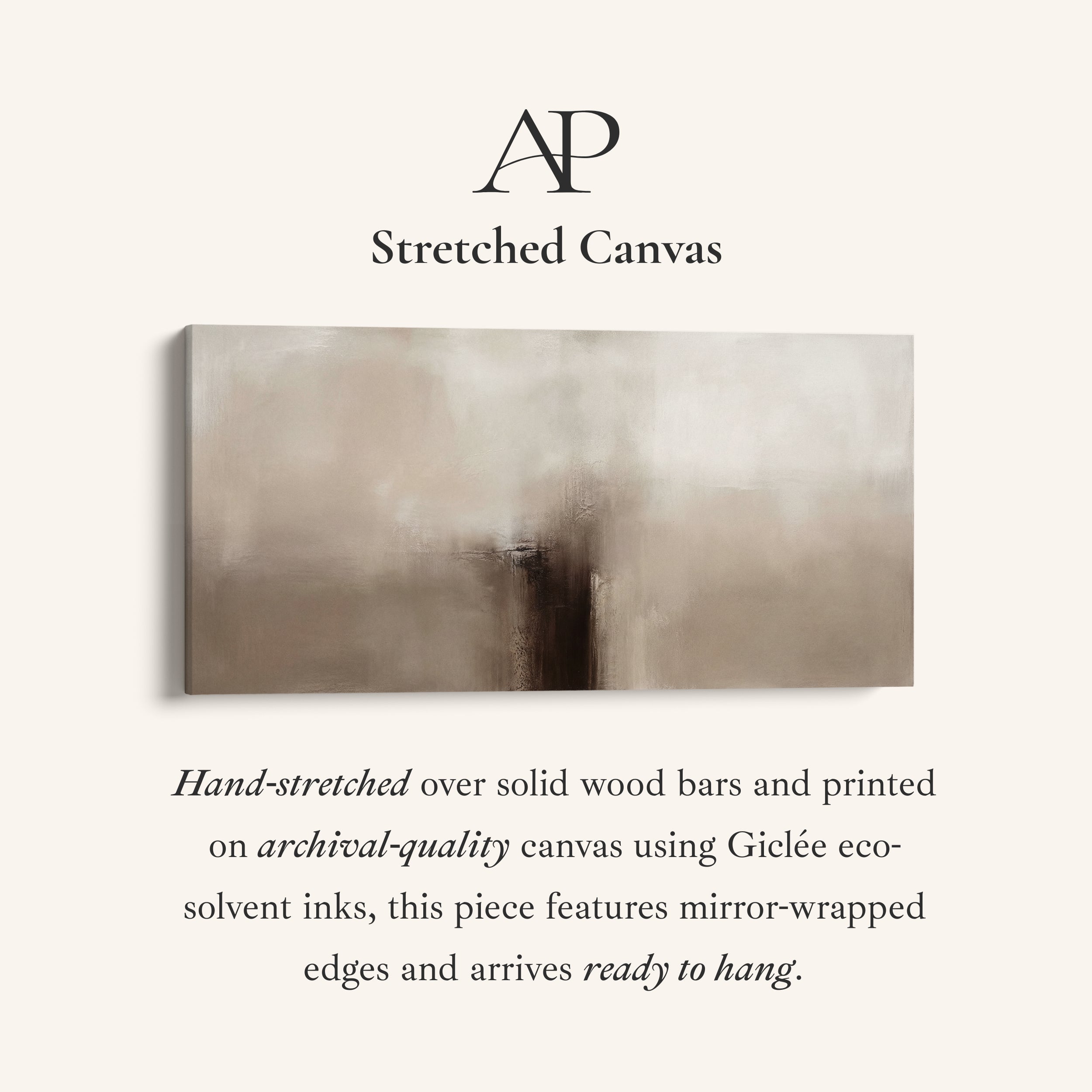 Abstract Beige Horizontal Wall Art Framed Canvas Print For Bedroom