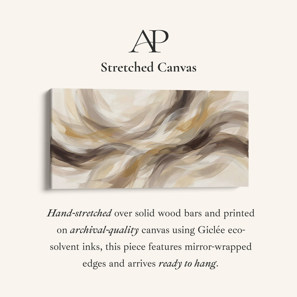 Flowing Waves Above Bed Wall Art Horizontal Canvas Print For Living Room