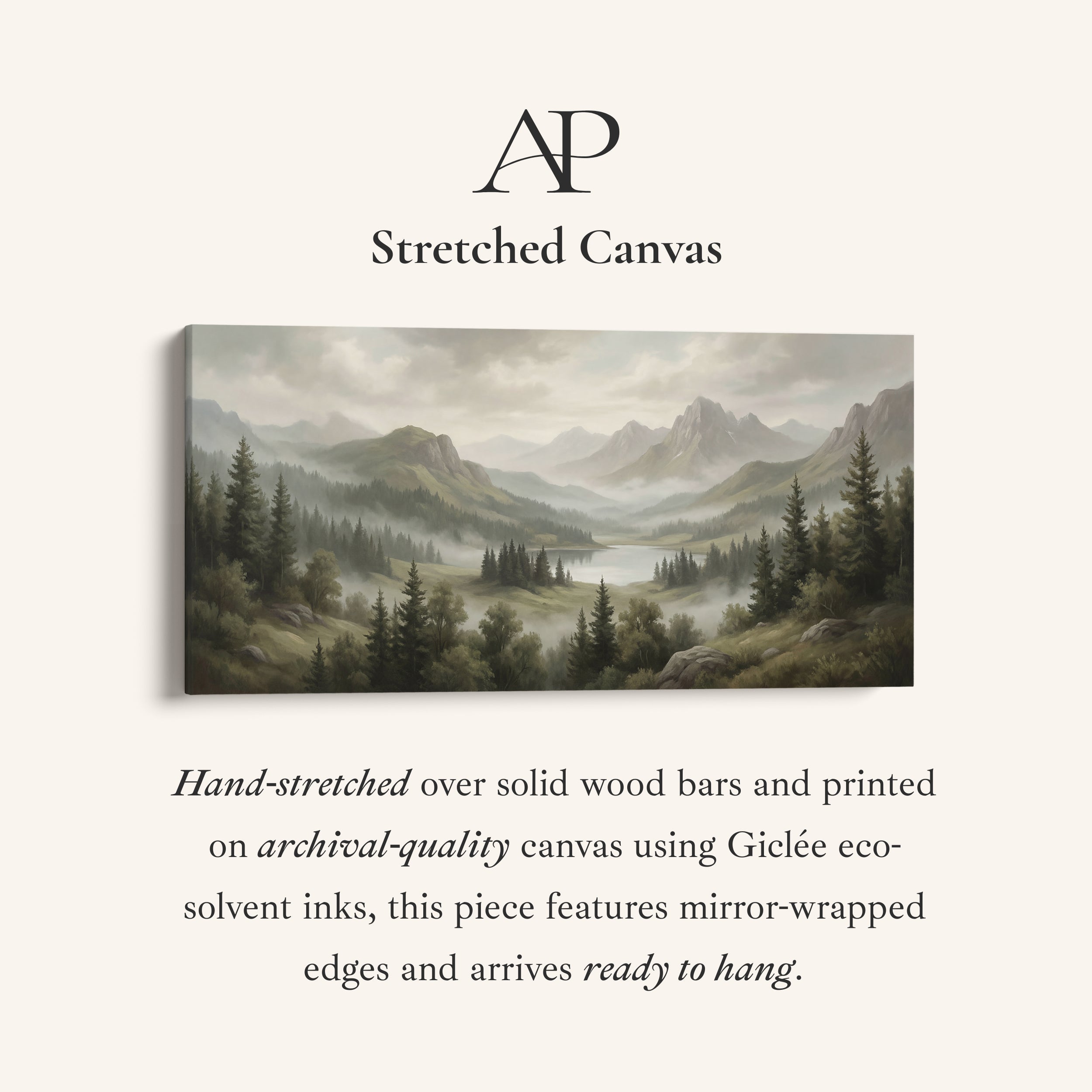 Above Bed Wall Art Misty Mountain Lake Valley Extra Wide Canvas For Living Room