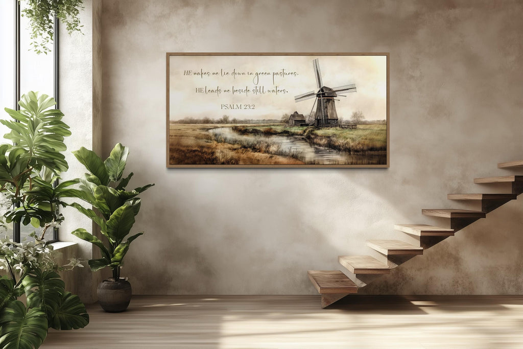 He Makes Me Lie Down in Green Pastures Psalm 23:2 Scripture Wall Art