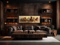 Herd of Wild Horses Running Panoramic Framed Canvas Wall Art