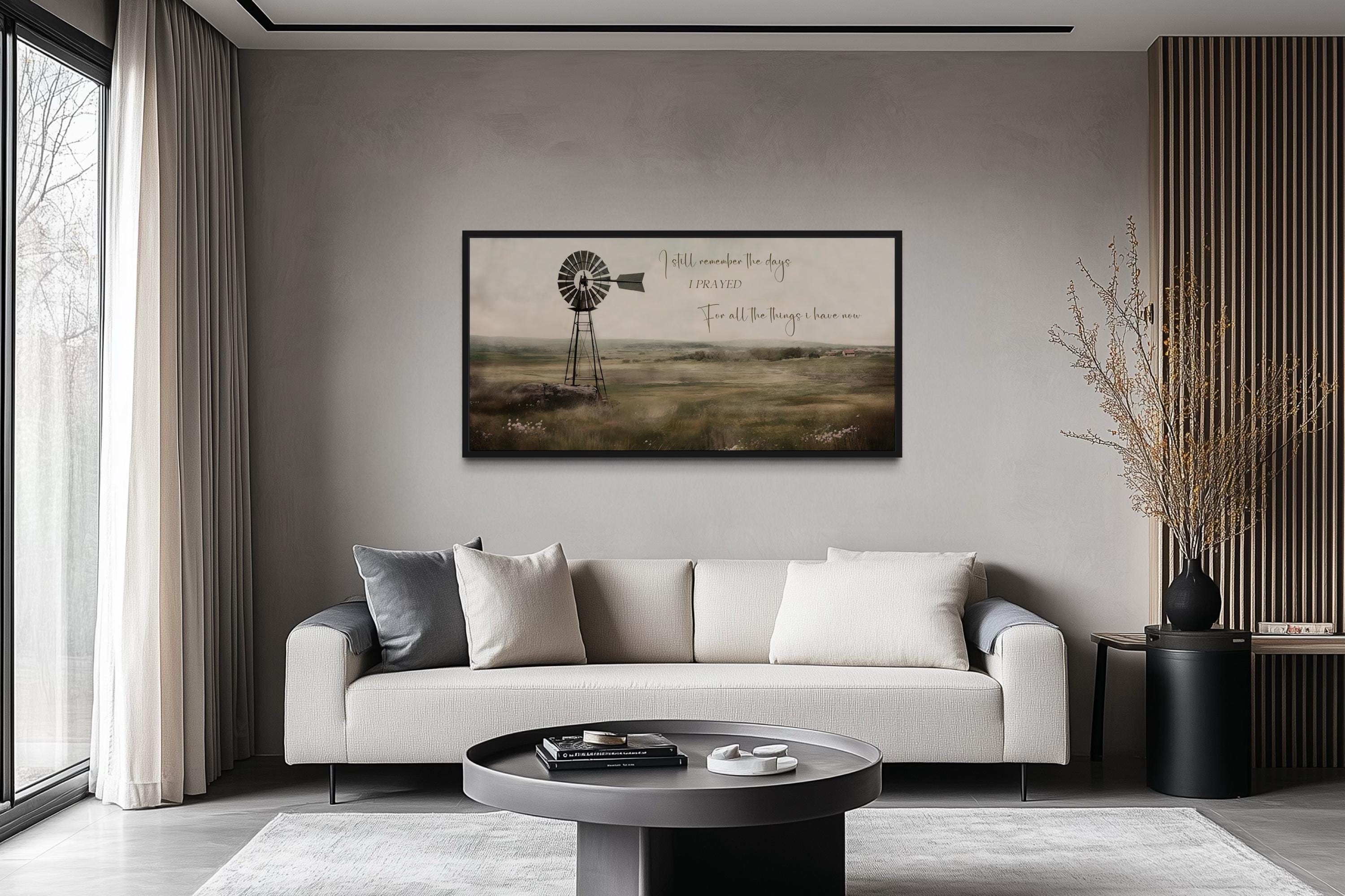I Still Remember The Days Wall Art in Rustic Farm Landscape With Windmill