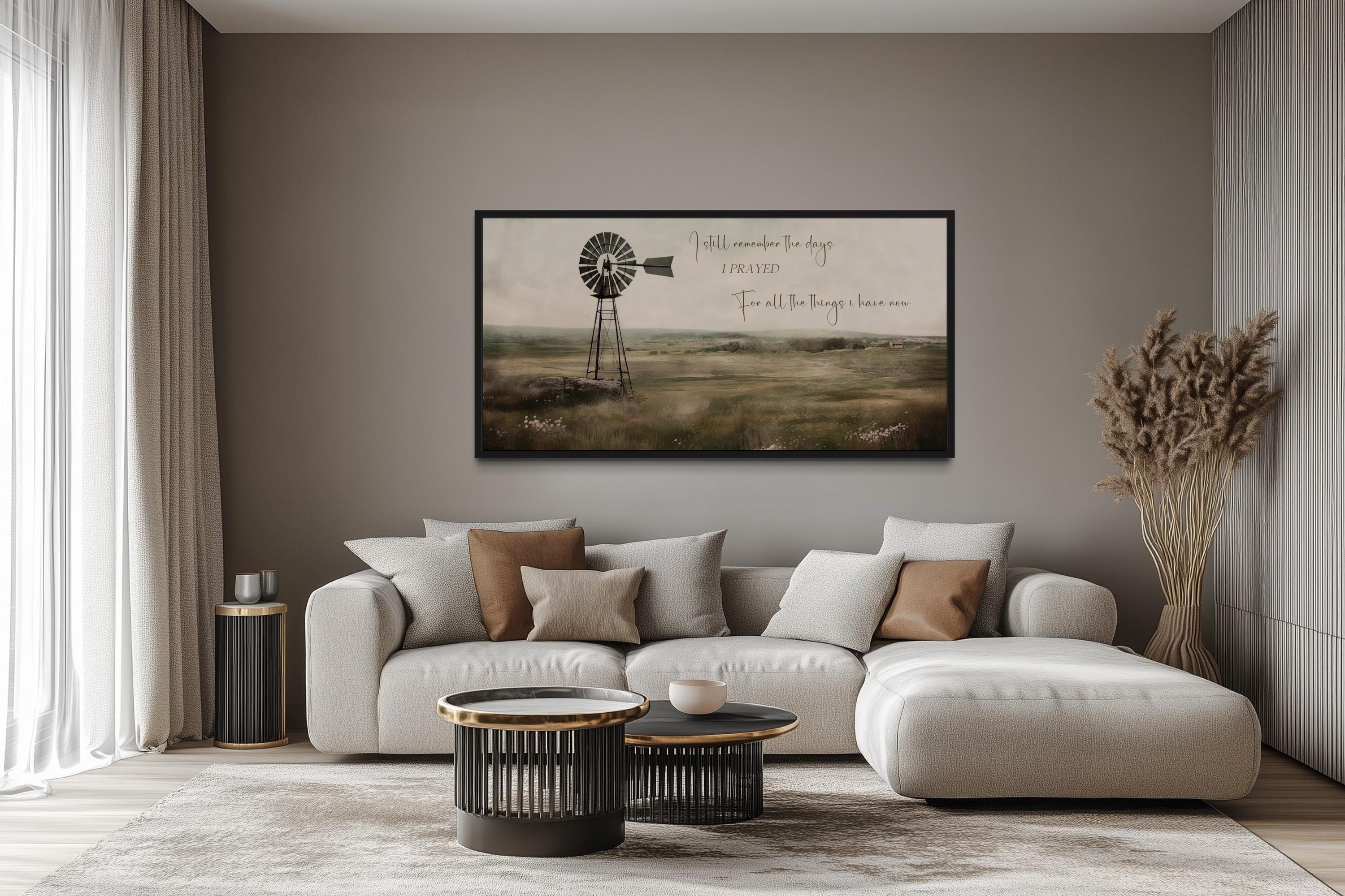 I Still Remember The Days Wall Art in Rustic Farm Landscape With Windmill