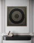 Indian Mandala Boho Black Grey  Framed Canvas Wall Art
